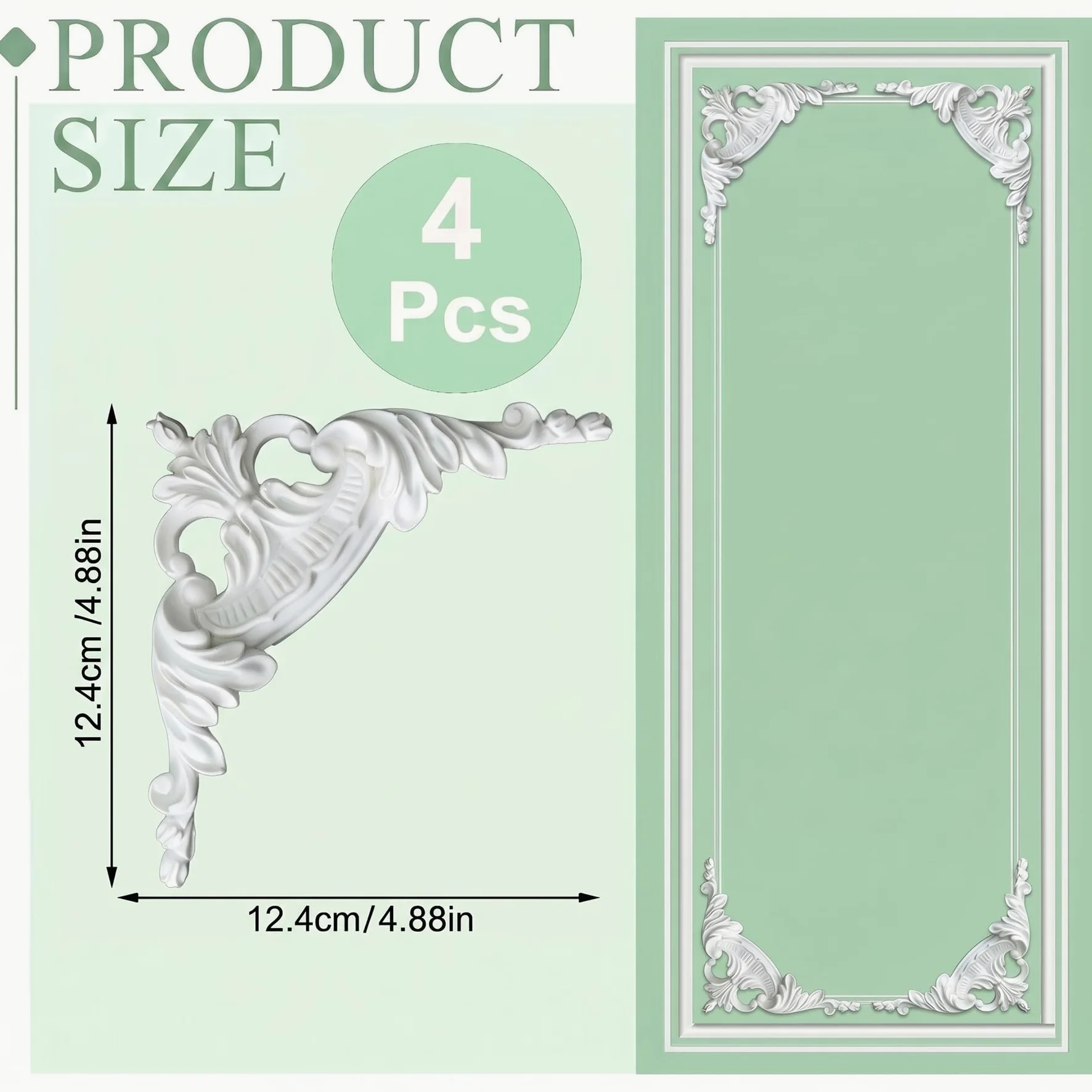 4 PCS Angolari Decorativi per Pareti E Soffitti in PU Modanature Angolari 3D con Decorazioni Floreali Profili Decorativi Verniciabili per Cornici E Angoli Elegante Finitura