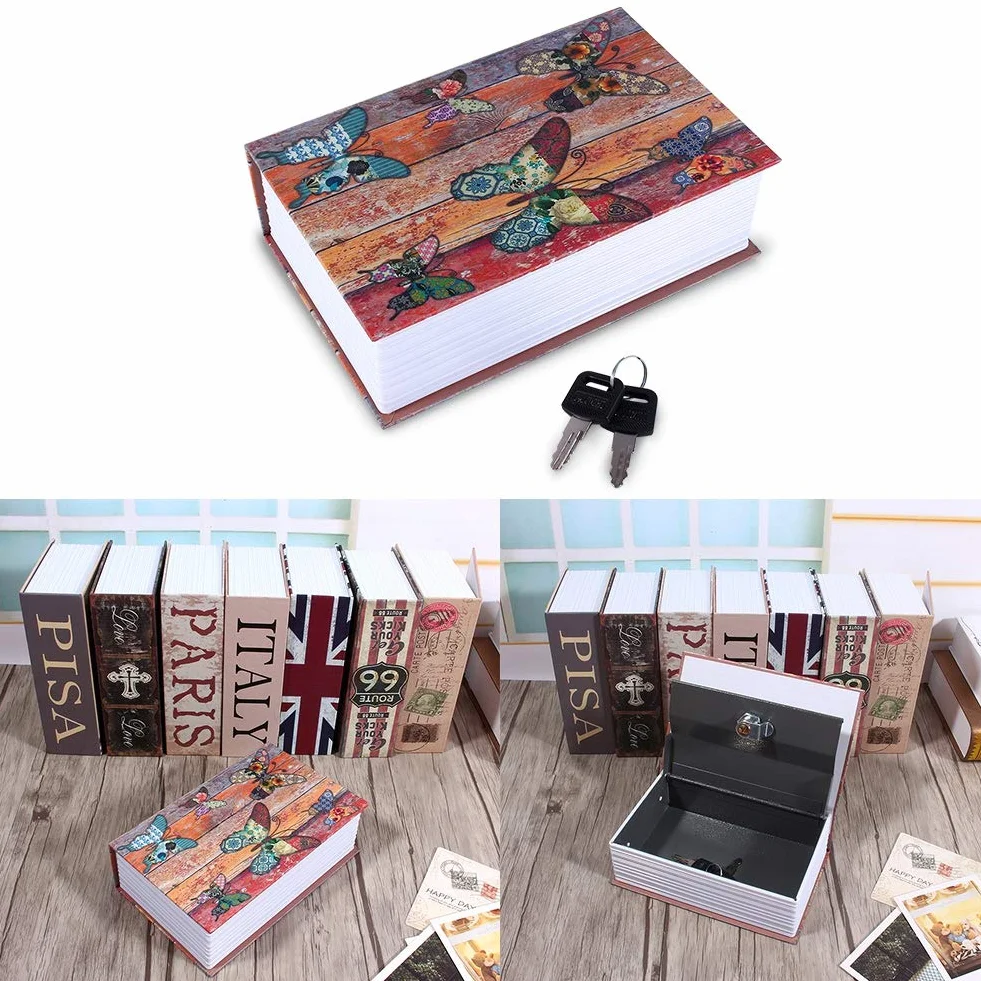 OUKENS Cassaforte per Libri di Deviazione, Cassetta di Sicurezza Segreta per Libri di Dizionario, Cassetta di Sicurezza con Combinazione di Diversione per Gioielli per La Casa(Butterfly)