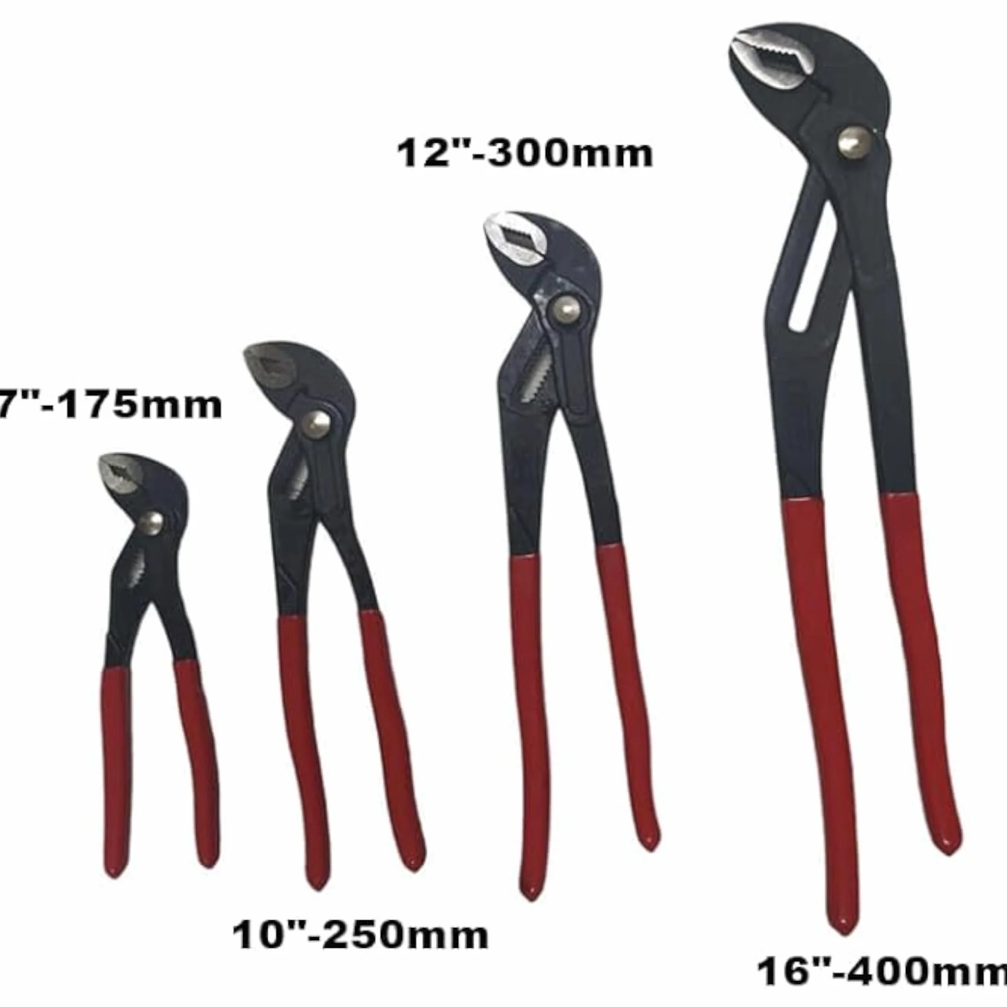 Pinze Pappagallo Regolabili 175-400 mm Set 4 Pezzi, Chiave per Tubi e Dadi, Uso Professionale