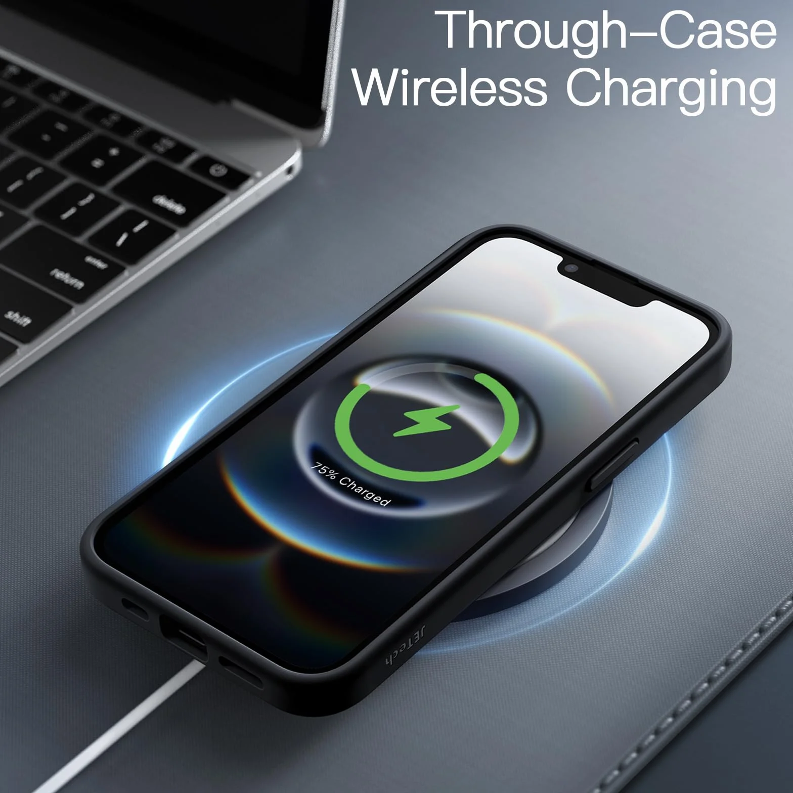 JETech Cover Opaca per iPhone 17e (2026) / iPhone 16e, Protezione Anticaduta Antiurto di Grado Militare, Custodia Cellulare Posteriore Glassata Traslucida, Anti-Impronte (Nero)