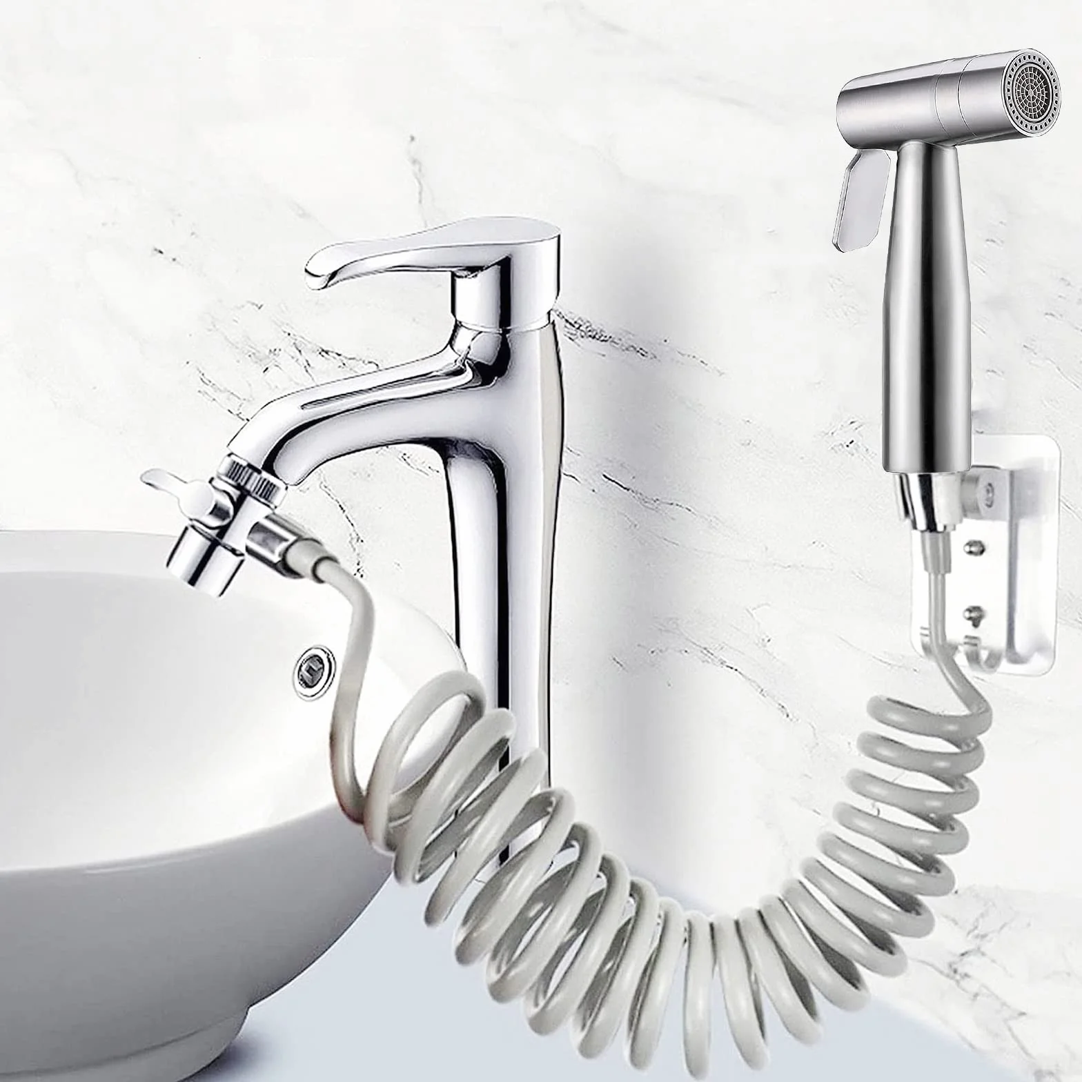Bidet Portatile Kit Doccetta Spruzzatore Bidet WC Acciaio Inossidabile Tubo Doccia 3,1m