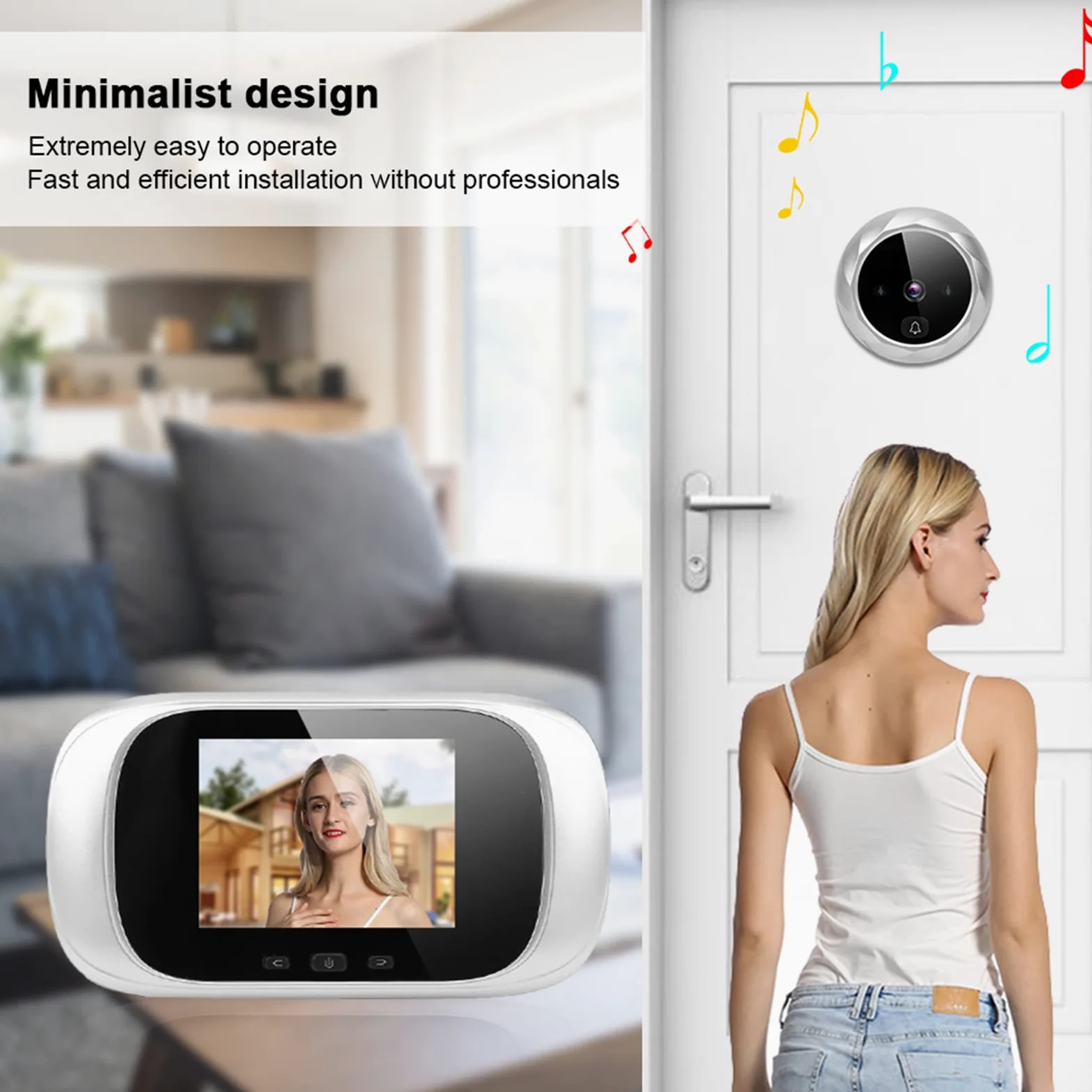 Cryfokt Spioncino Digitale TFT LCD 2,8 Pollici, Telecamera per Porta con Visione Notturna IR, Campanello Ding Dong e Memorizzazione Ciclica for Sicurezza Domestica (SILVER)