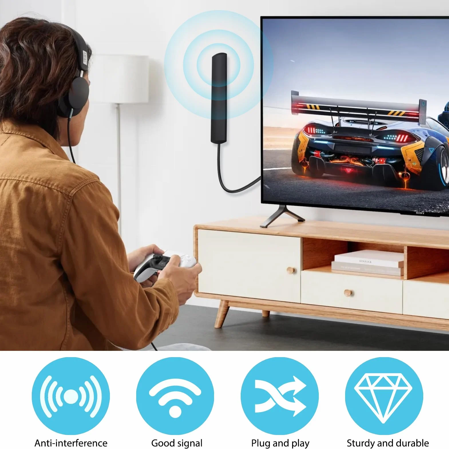 Antenna radio Aurum DAB per auto con amplificatore DAB+ FM, antenna autoadesiva universale per finestrini di auto, SUV e camion - Cavo 3M e connettore Fakra
