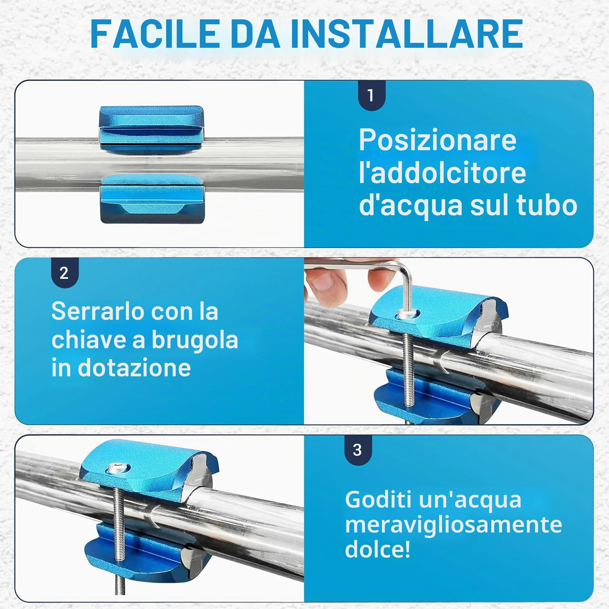 Addolcitore magnetico per acqua – 15000 GAUSS – Decalcificante per acqua – Blu – Filtro per acqua – Magnete – Decalcificazione delle tubature