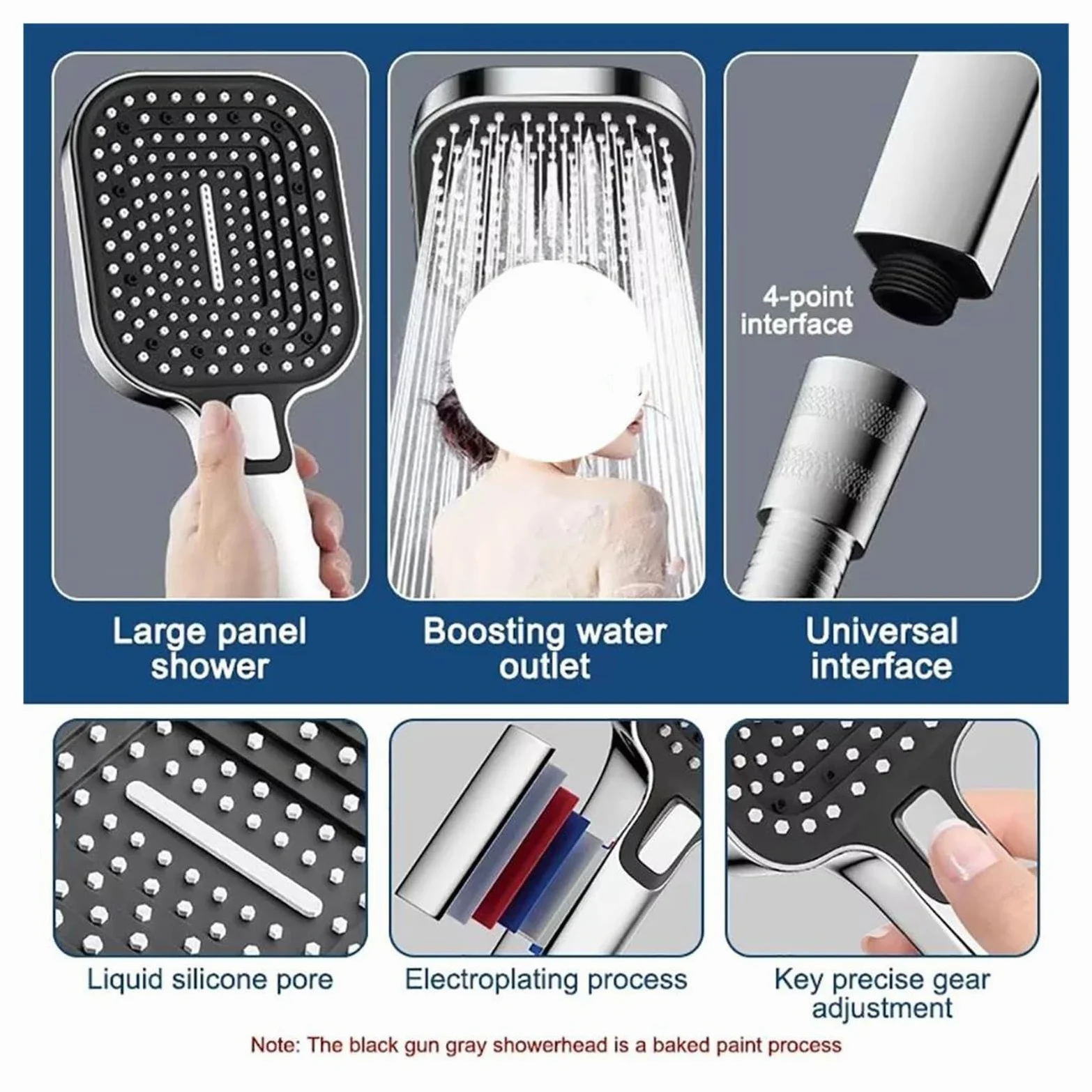 Soffione doccia portatile pressurizzato per il risparmio idrico(SILVER)