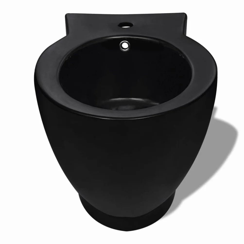 vidaXL Ceramica Nera WC Bidet da Parete Sanitari Bagno