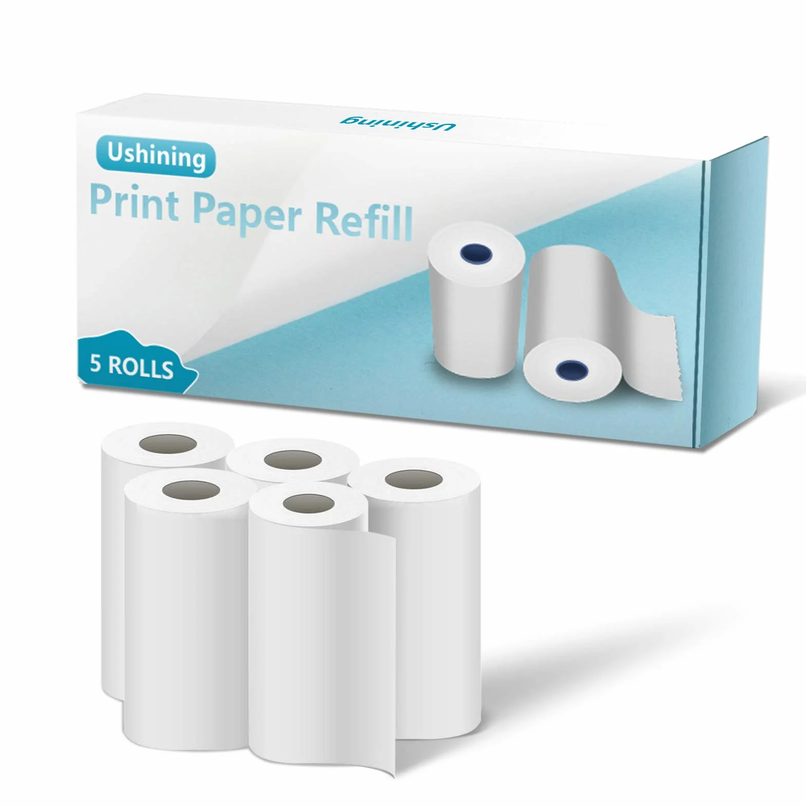 Ushining 5 rotoli di carta per fotocamera per bambini, stampa digitale fotocamera istantanea, carta termica, ricarica per fotocamera per bambini