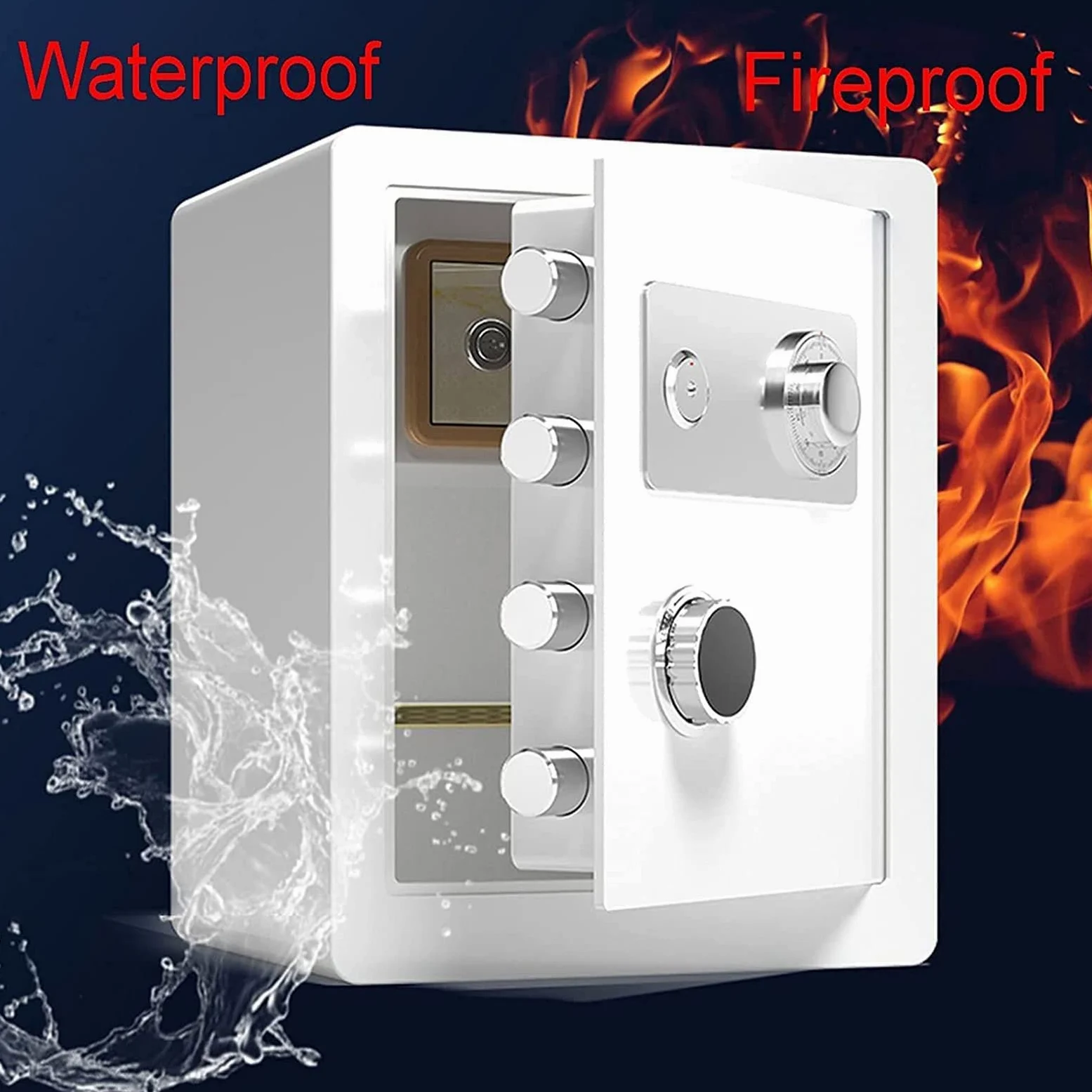 Casseforti Impermeabili Cassetta di Sicurezza con Serratura a Combinazione in Acciaio, Armadietto ignifugo e antifurto, Scatola Portadocumenti per Piccoli uffici, Altezza 25 cm/30 cm/45 cm per