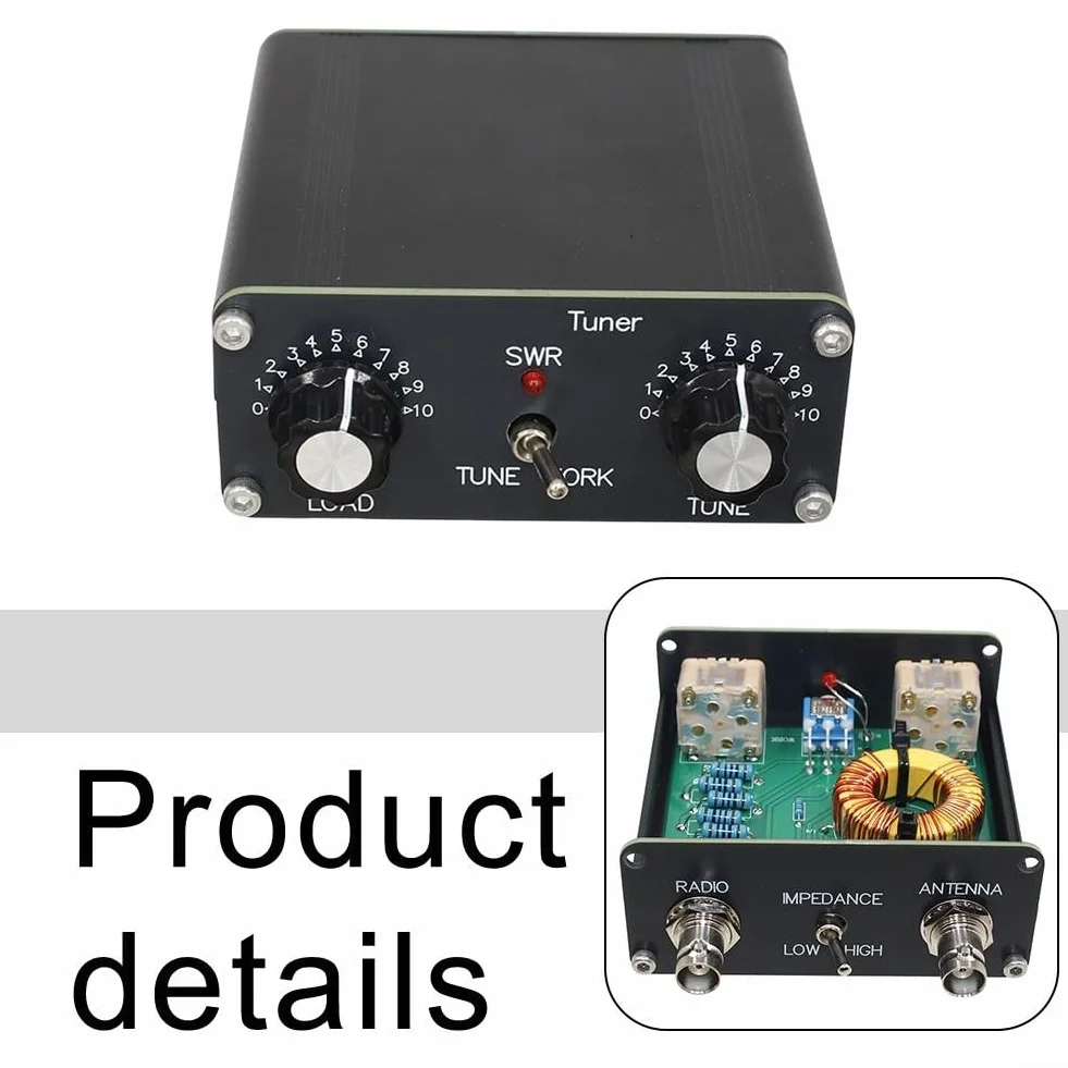 Per Z-Match Sintonizzatore Antenna Manuale Per Radio HAM 3-28MHz, QRP 5W Sintonizzatore Compatto Con Connettore BNC & UHF Cavi 40-10M Ladder Line Compatibilità