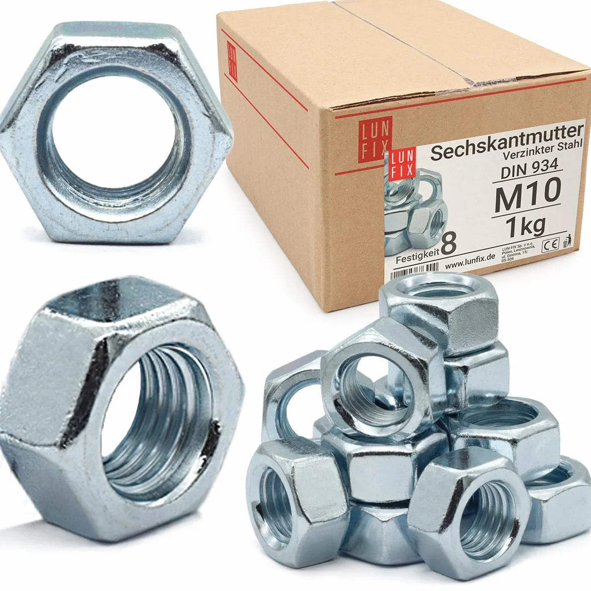 Dado Esagonale M10 DIN 934 Resistenza 8 Acciaio Zincato Galvanizzato 1 kg