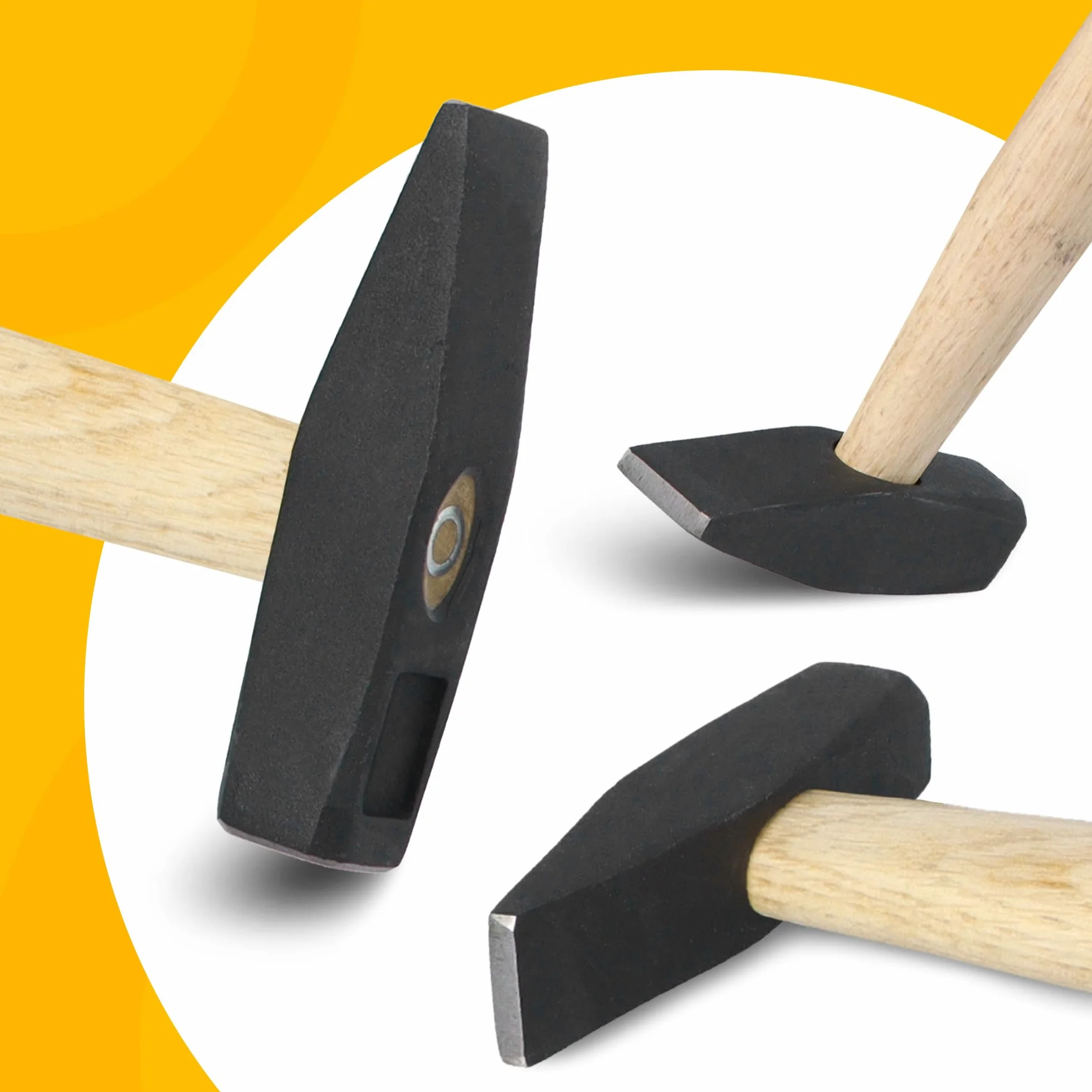 Martello Fabbro 200 G Manico Legno Testa Acciaio Forgiato Presa Ergonomica