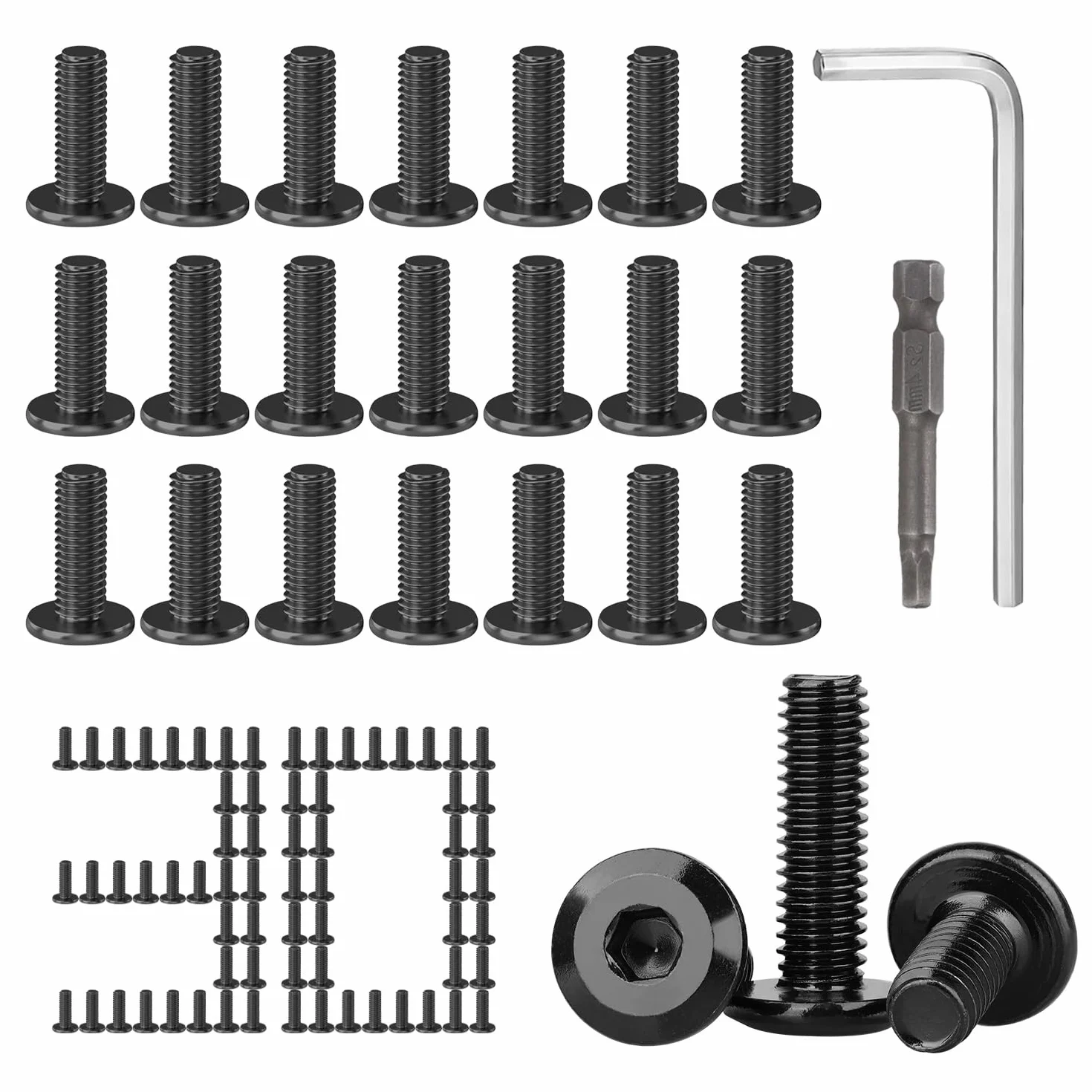 Viti M6 Acciaio Inox 304 Esagonale 16 mm 30 Pezzi con Cacciavite e Chiave a L