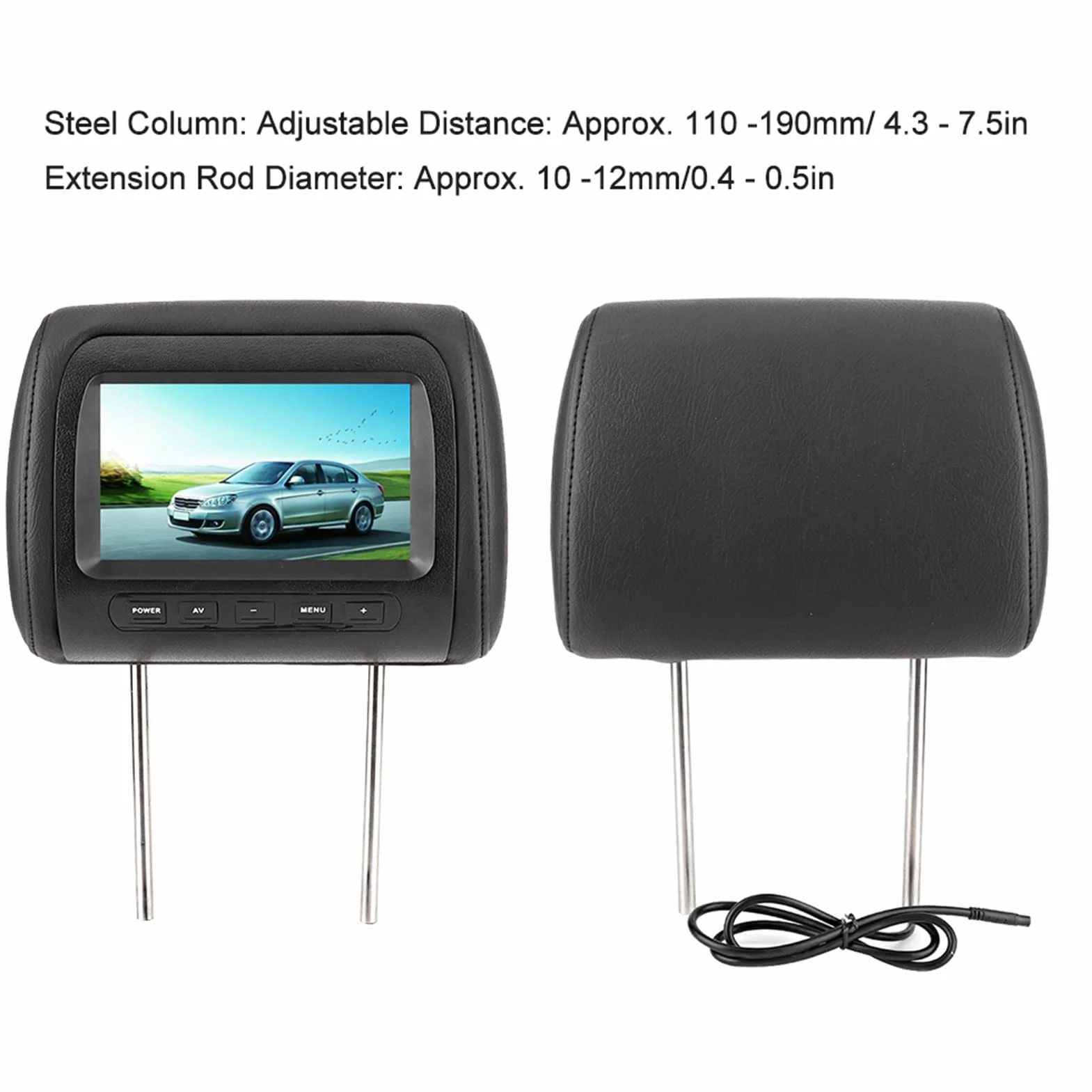 Display Per Poggiatesta Wireless da 2 Pezzi da 7 Pollici, Monitor DVD Per Auto Poggiatesta Regolabile Monitor Video LCD Display MP5 Nero