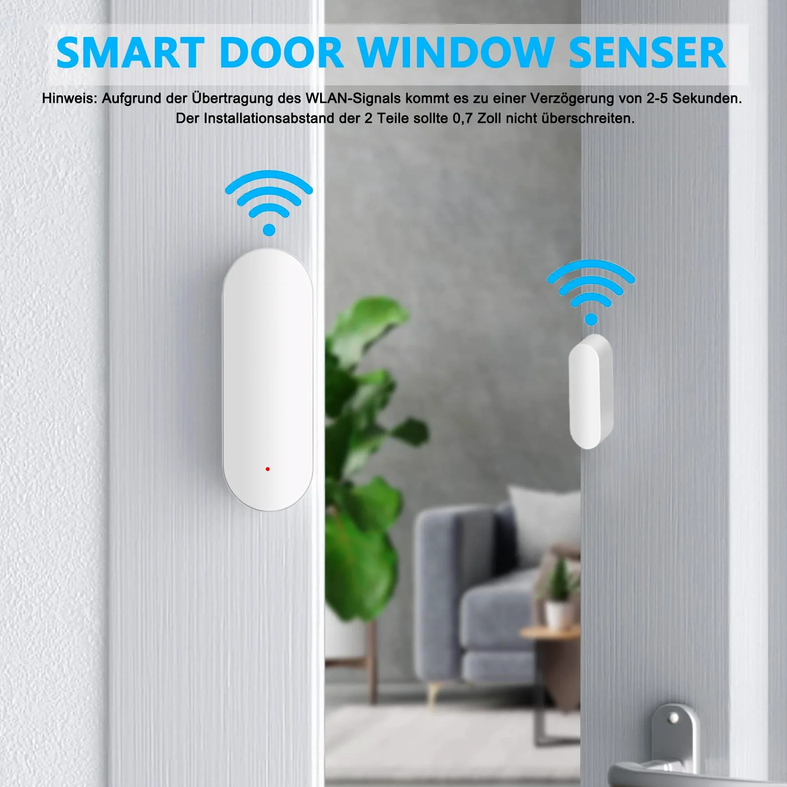 Sensore porta WiFi, sensore di contatto intelligente finestra, sensore di contatto wireless, allarme per porta finestra, compatibile con Alexa e Google Assistant, nessun hub necessario,4 Pack
