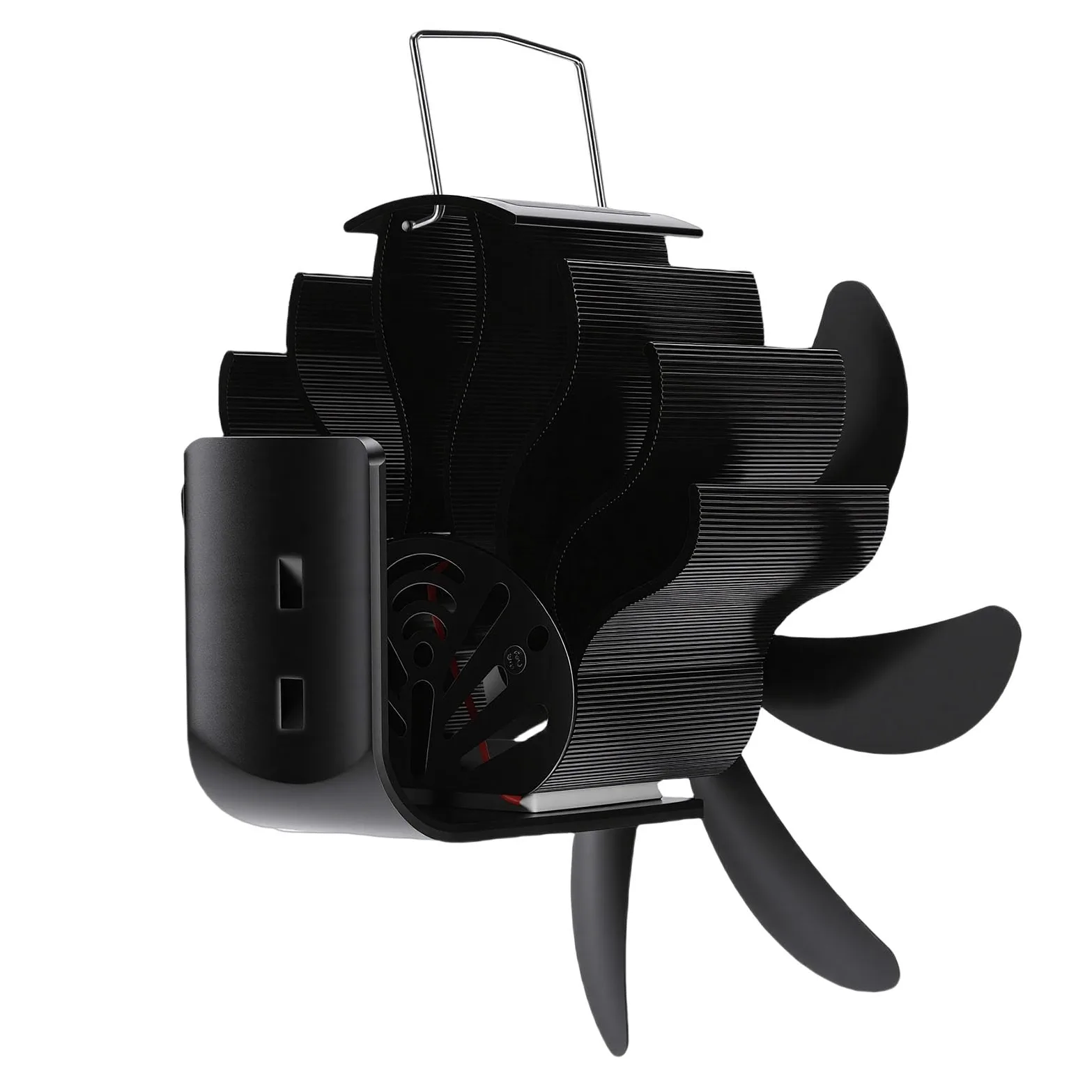 Ventilatore per Stufa a Legna per Tubo Magnete, Ventilatore Termico Non Elettrico Alimentato a Calore per Camino, Bruciatore a Gas in Lega di Alluminio con Cinghia Fissa, Protezione da