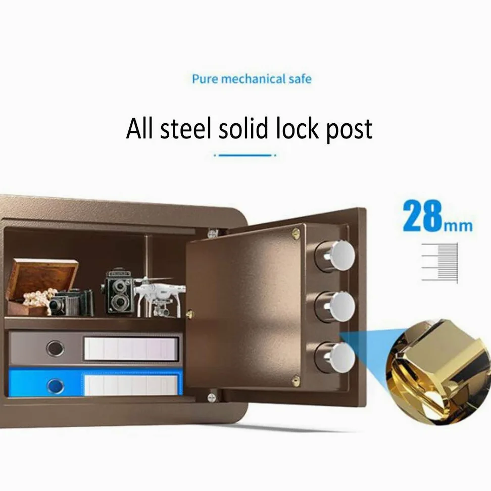 Cassetta di Sicurezza con Password, cassaforte Meccanica con Password, Armadio da 25 cm con Chiave Mini cassaforte Invisibile da Comodino con codice Ufficio Cassaforte antifurto Interamente