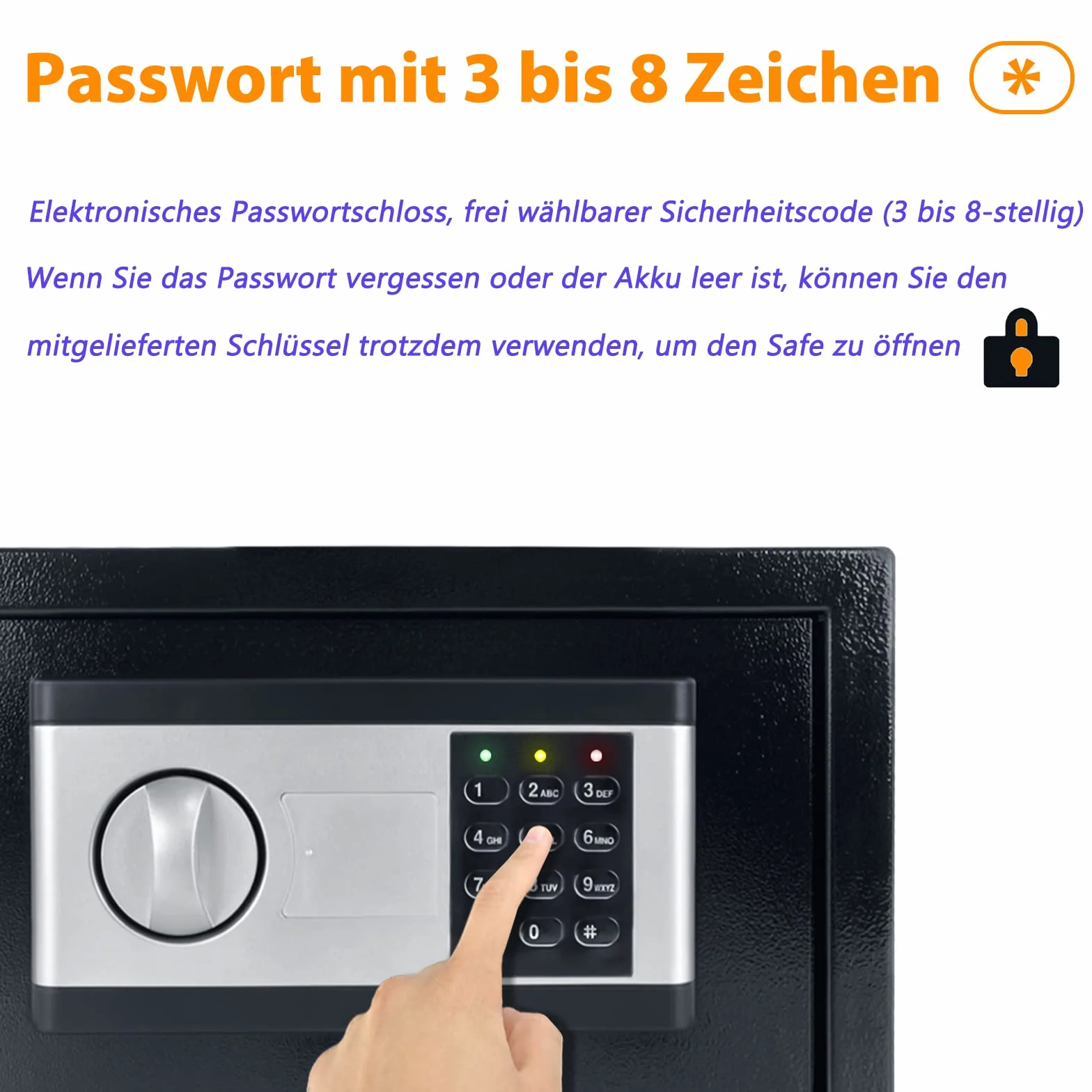 YRHome Cassaforte elettronica, cassaforte digitale per mobili, 12 l, 31 x 20 x 20 cm, cassaforte elettronica, cassaforte da parete, codice PIN con 2 chiavi