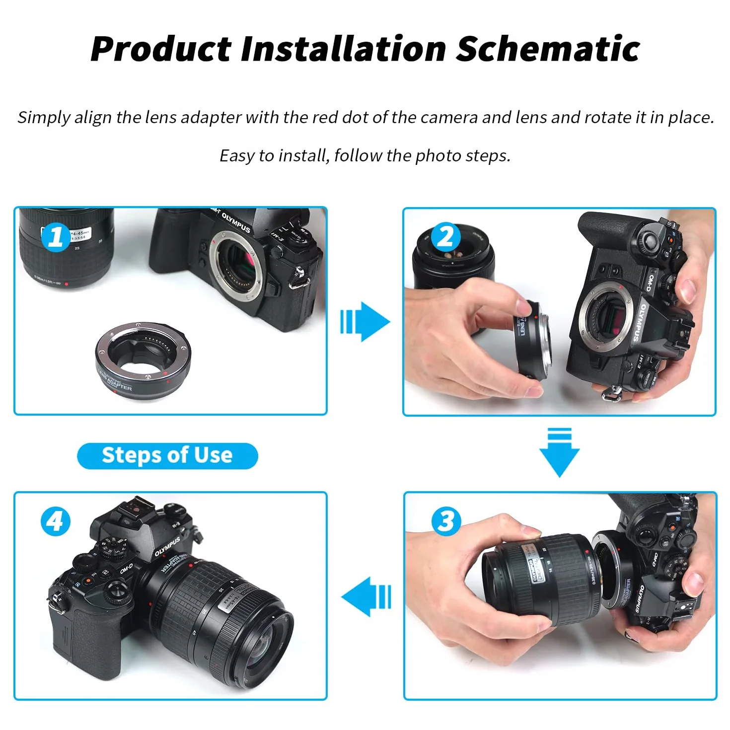 Hersmay Pro Autofocus 4/3-M4/3 Adattatore per obiettivo 4/3 43 su M4/3 MFT Mount Camera per Olympus E-M5 E-M10 III per PANAS0NIC G9 II G95 G10 G100V G100K GX1 GX7 GX9 GH6 BMPCC MMF3 MMF2