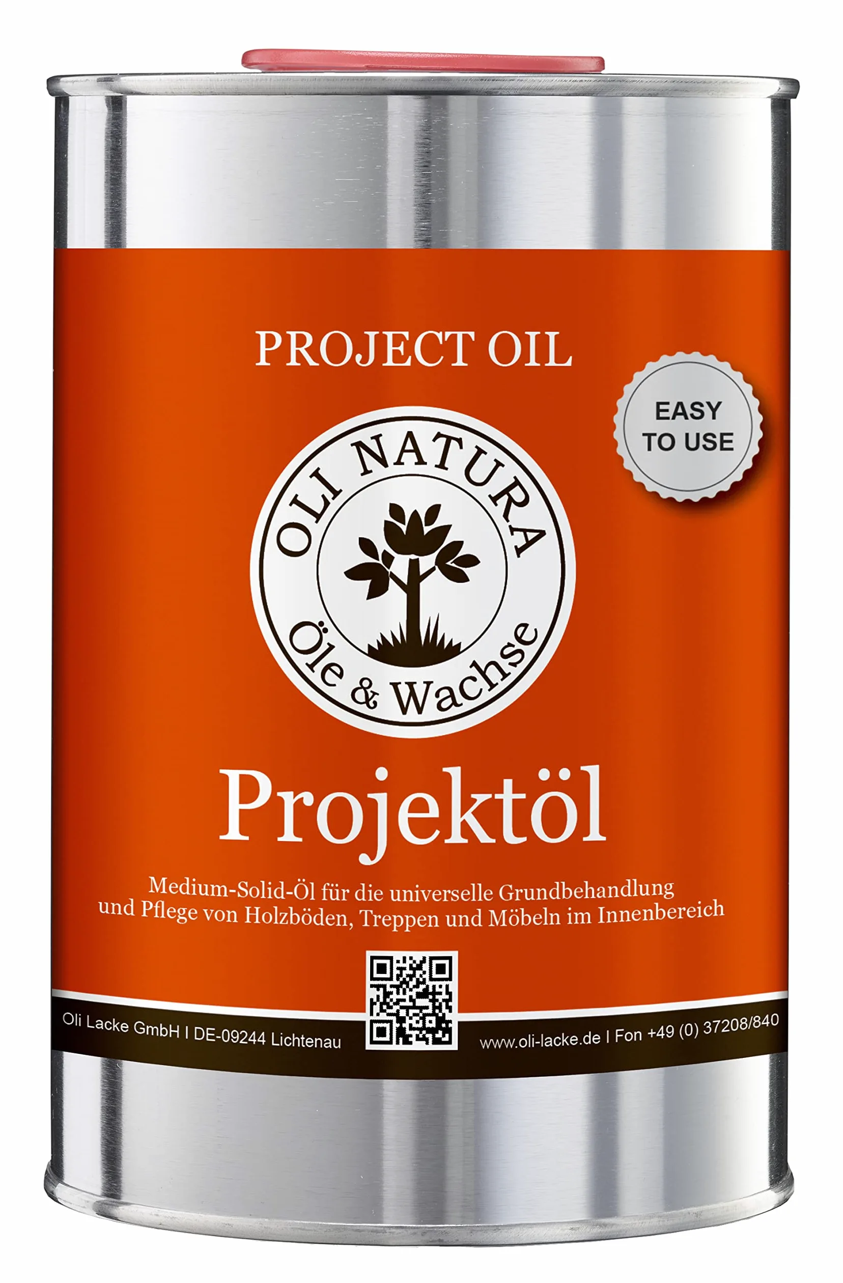 OLI-Natura Project Oil per interni (specialmente per mobili, parquet e scale in legno), 1 litro, teak