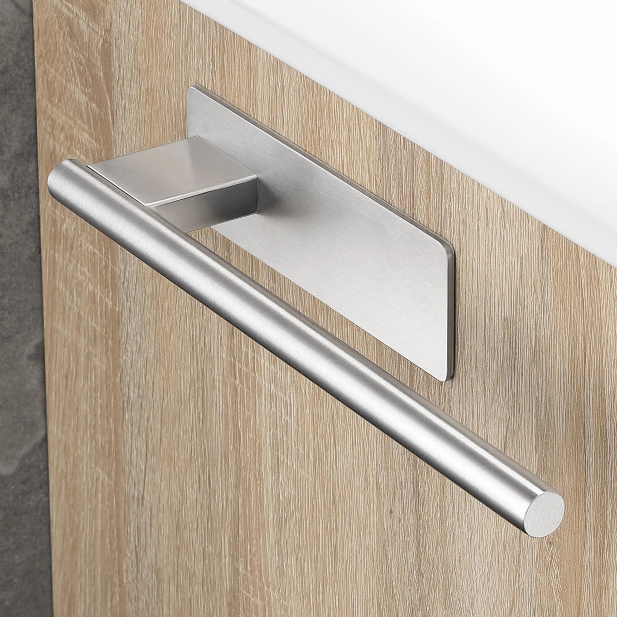 Porta Asciugamani Bagno Adesivo in Acciaio Inox Argento 22CM