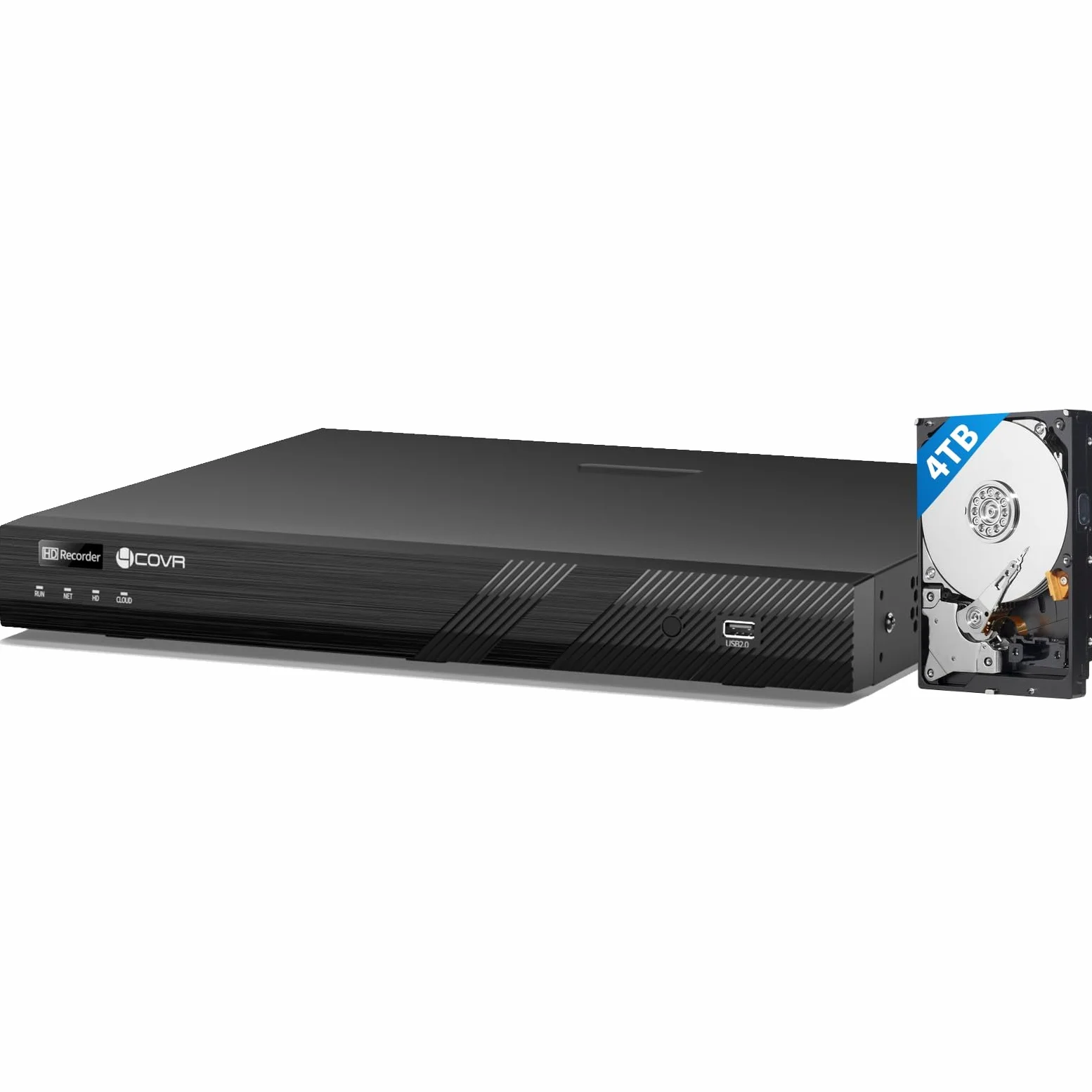 4COVR Registratore video di rete PoE H.265 a 16 canali, HD NVR funziona con telecamere IP 4MP/5MP/6MP/8MP, HDD da 4 TB preinstallato e due porte SATA fino a 16 TB, registrazione 24/7, ELY-NVR16P4TC