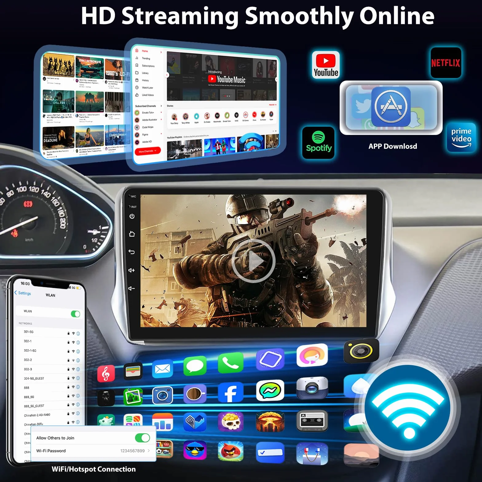4+64G Autoradio Android per Peugeot 208/2008 2012-2018, Stereo con Schermo 10 pollici, Wireless Carplay e Android Auto, Audio DSP 32EQ + Telecamera posteriore AHD, Supporto OEM