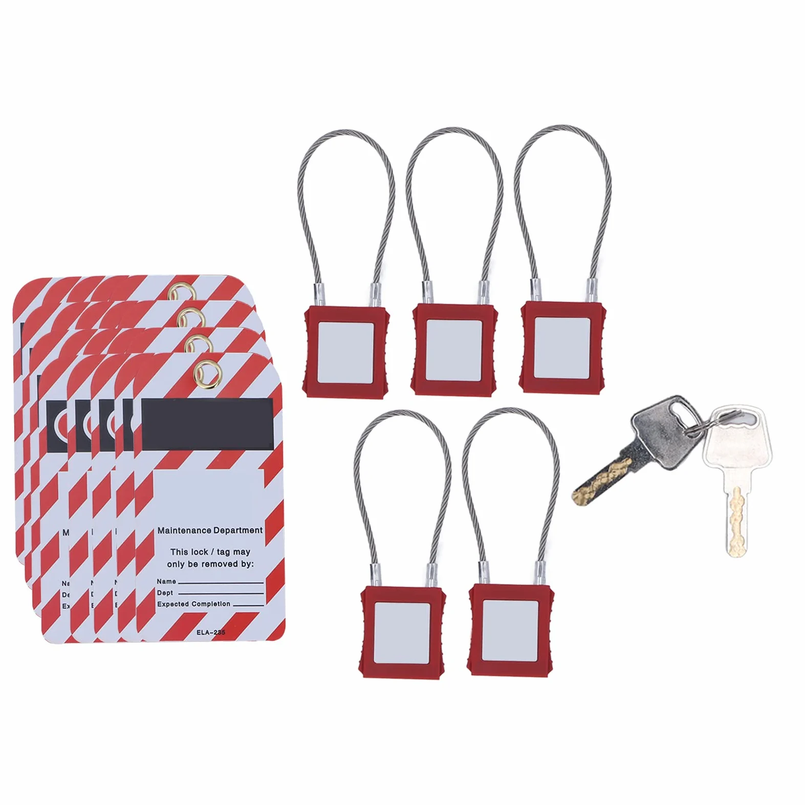 Lucchetto di Sicurezza con Cavo di Blocco e Tagout Lucchetto di Sicurezza Durevole in Acciaio Inossidabile per Uso Industriale 5 Lucchetti (#1)