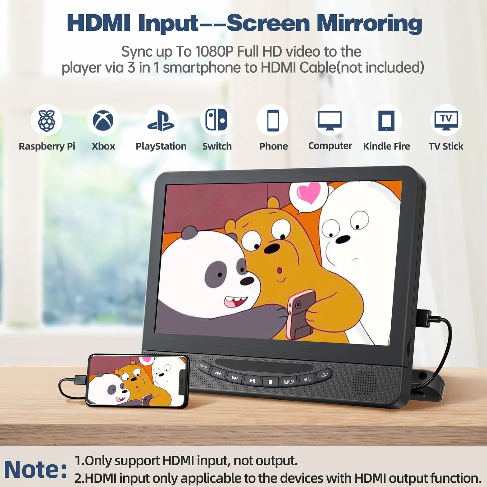 DESOBRY 12” Monitor Poggiatesta Auto Con Ingresso HDMI 1080p, Dual Lettore DVD Portatileda Per La Riproduzione Dello Stesso Film O Di Due Film Diversi, Batteria Ricaricabile Da 5 Ore, Supporto USB