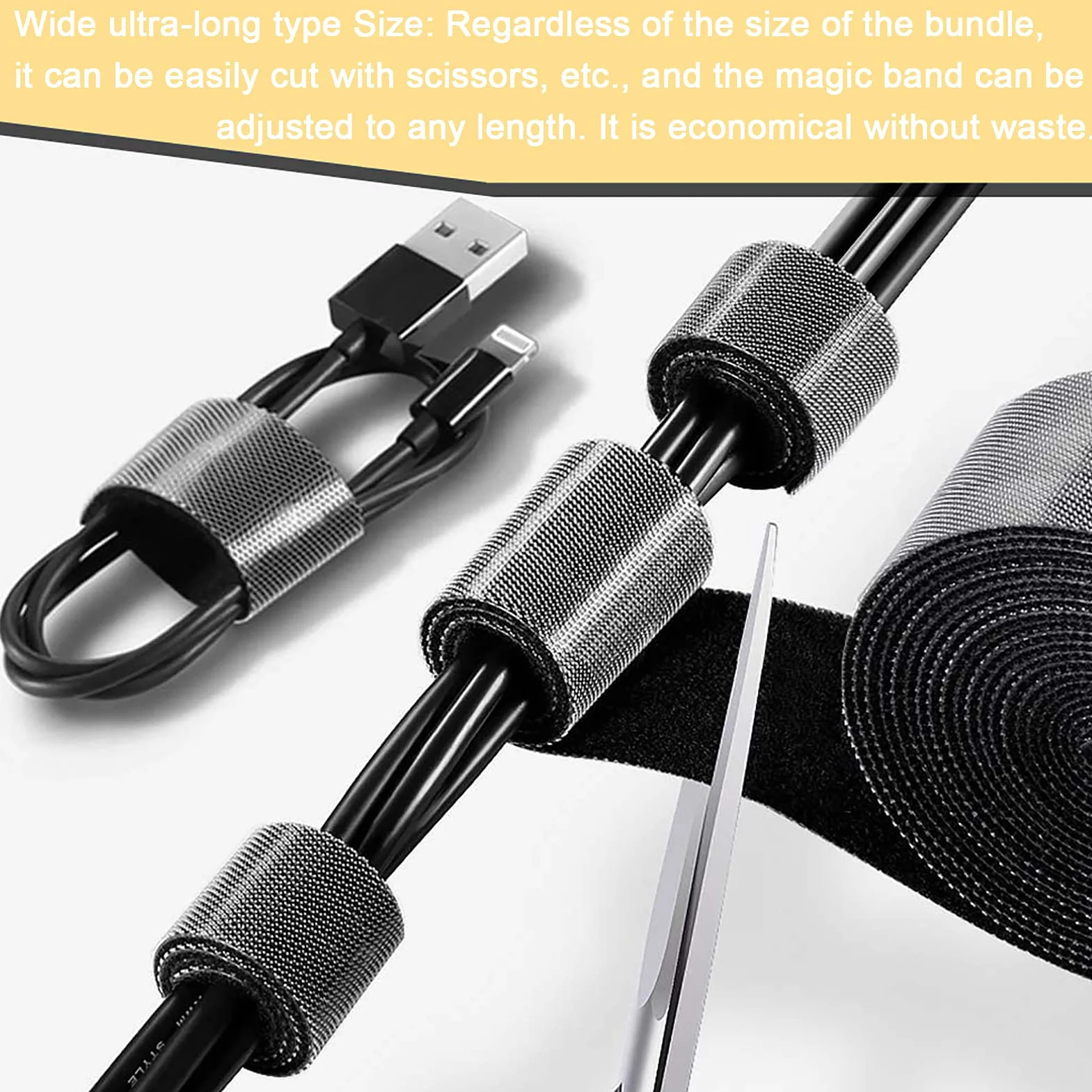 TEUVO 50mm x 5M Fascette Fermacavo Riutilizzabili per Cavi, Cable Management
