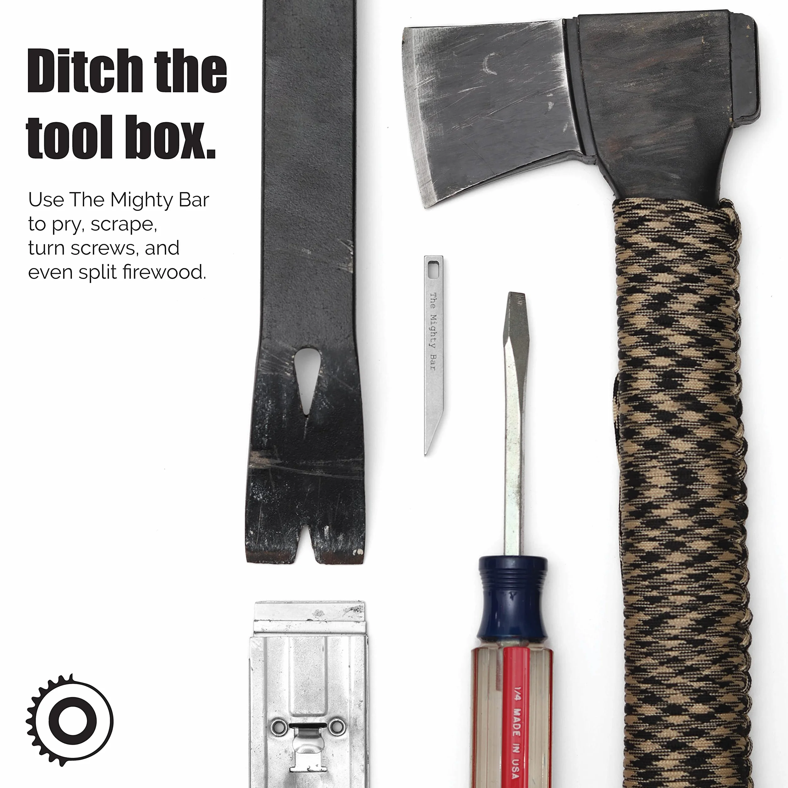 Leva pry bar in acciaio INOX - Gear Spool The Mighty Bar, resistente, per portachiavi, strumento quotidiano
