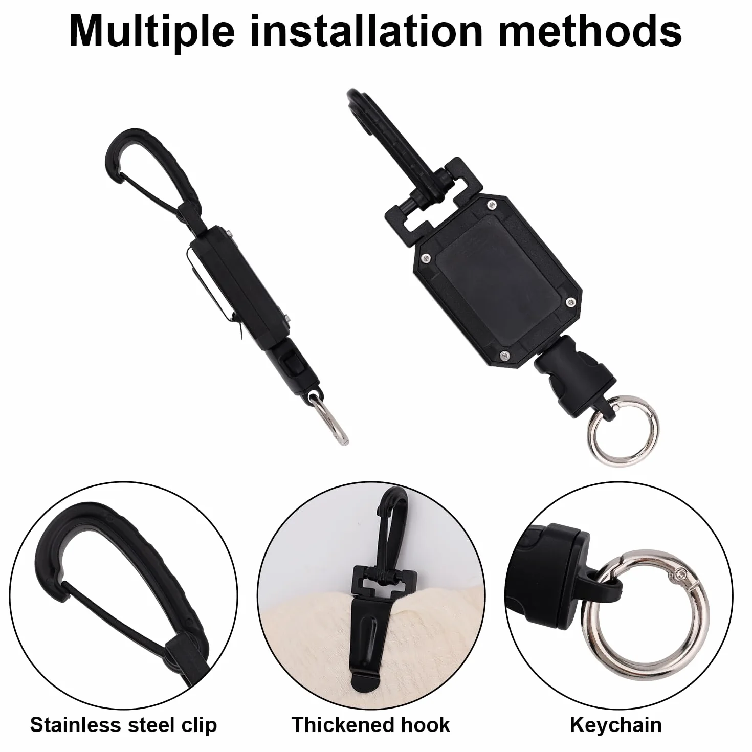 Supporto Retrattile Microfono CB, Gancio Retrattile per Microfono CB con Clip in Acciaio Inossidabile Supporto per Camion Zaini Auto Cinture di Sicurezza