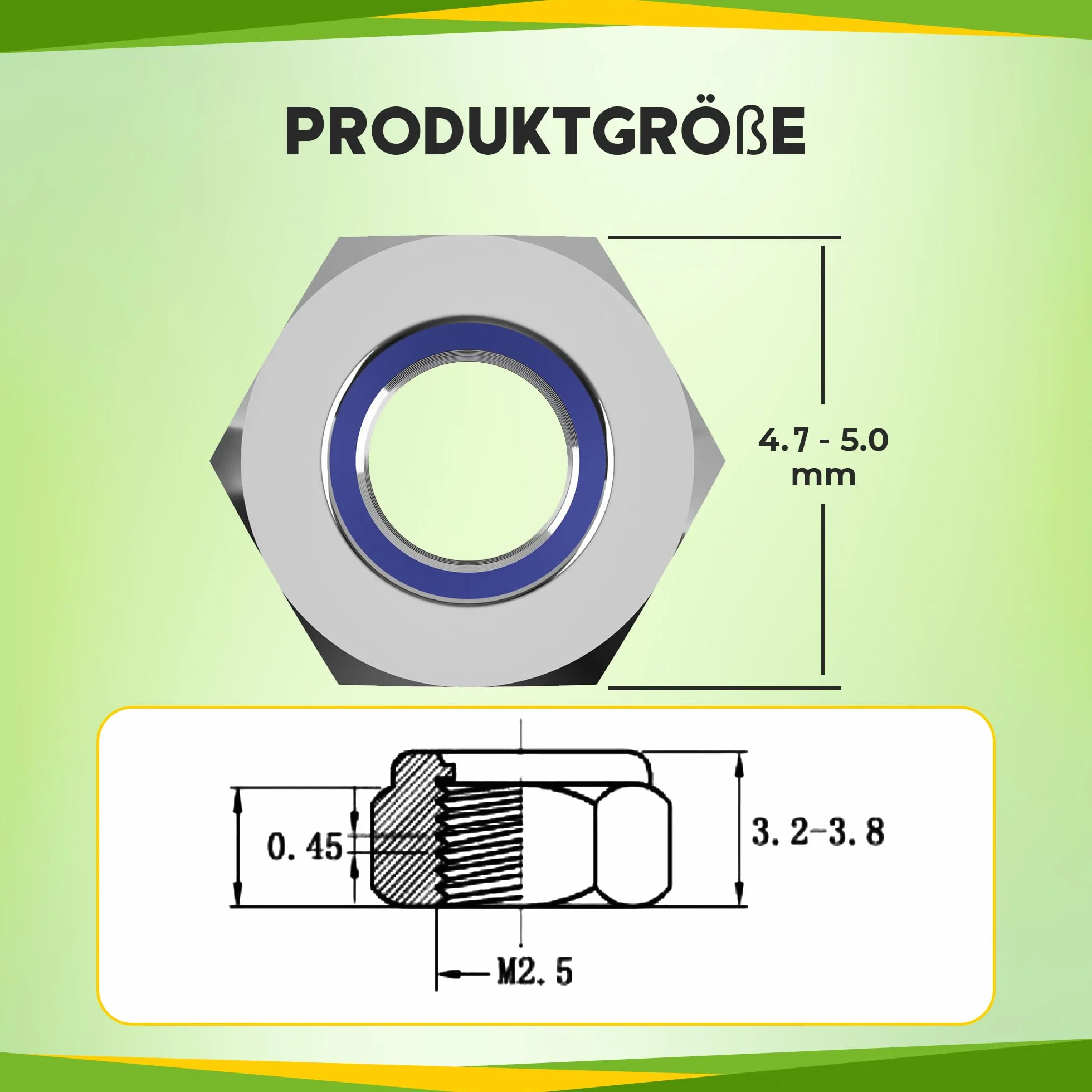 Offgridtec 25 dadi autobloccanti acciaio inox V2A M2.5 DIN 985 antiruggine