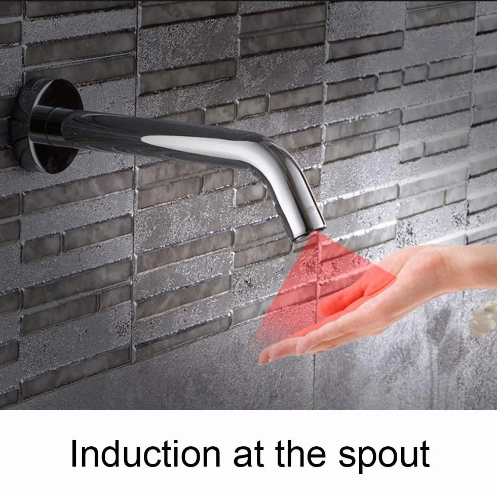 lyrlody Rubinetto del Bagno, Rubinetto del Sensore a Infrarossi a Parete, Materiale in Acciaio Inossidabile, Rubinetto Dell'innesto del Sensore, Adatto per Bagno, Hotel
