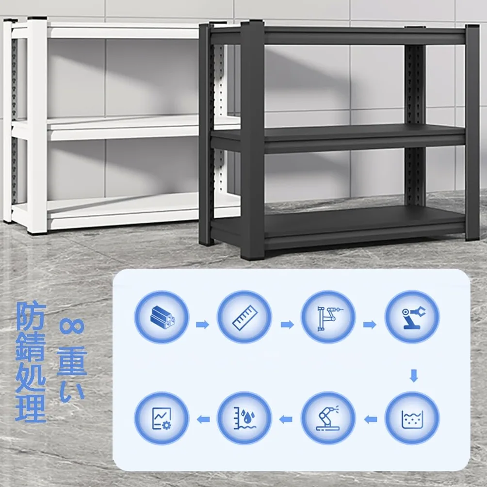 Scaffale da cucina in metallo a 5 ripiani, staccabile, resistente, nero, 60 x 40 x 150 cm, ideale per cucina, garage o ufficio