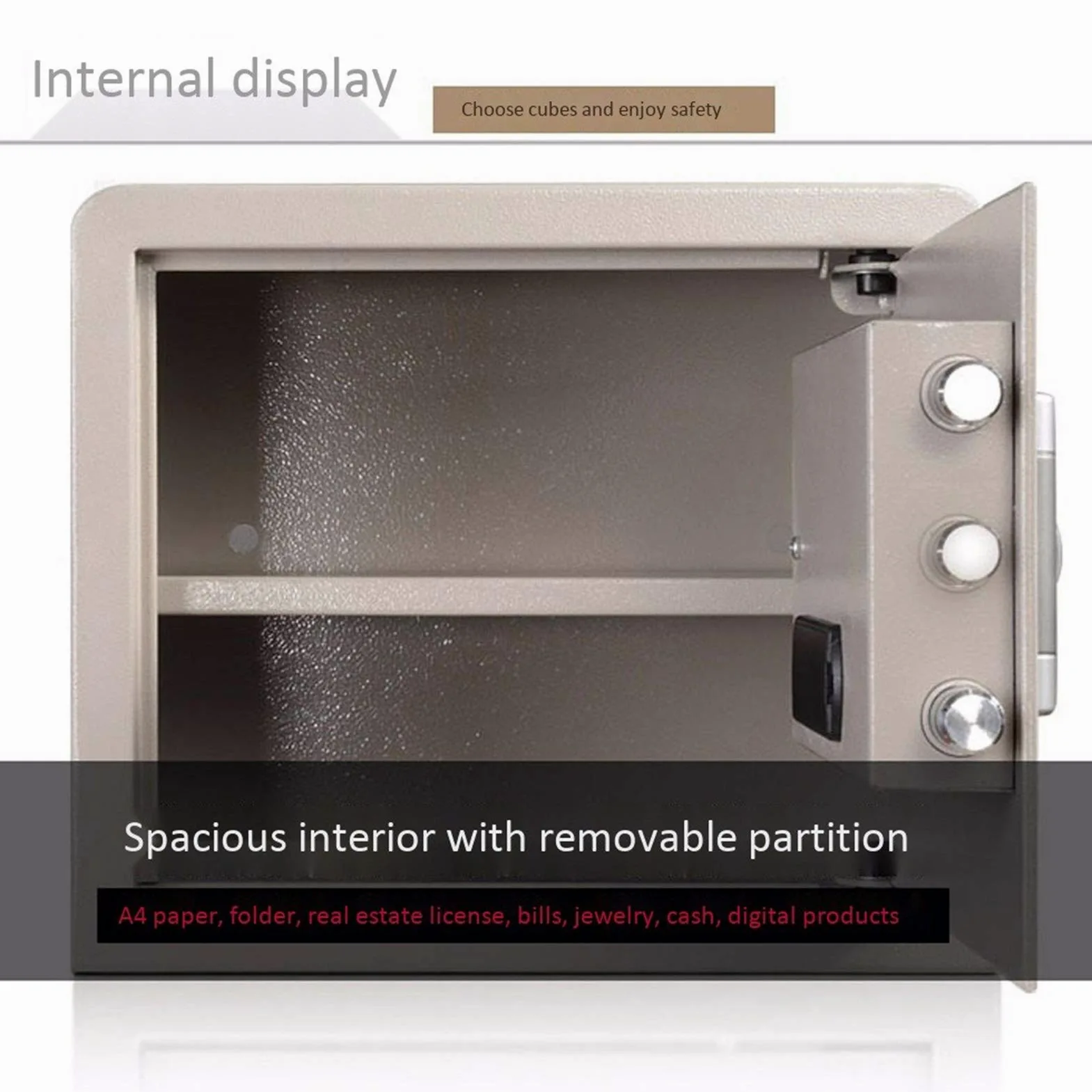 Cassaforte Elettronica Digitale di Sicurezza, Struttura in Acciaio, Nascosta con Serratura, Ideale per Casa, Ufficio, Hotel, Armadietto Portavalori.,
