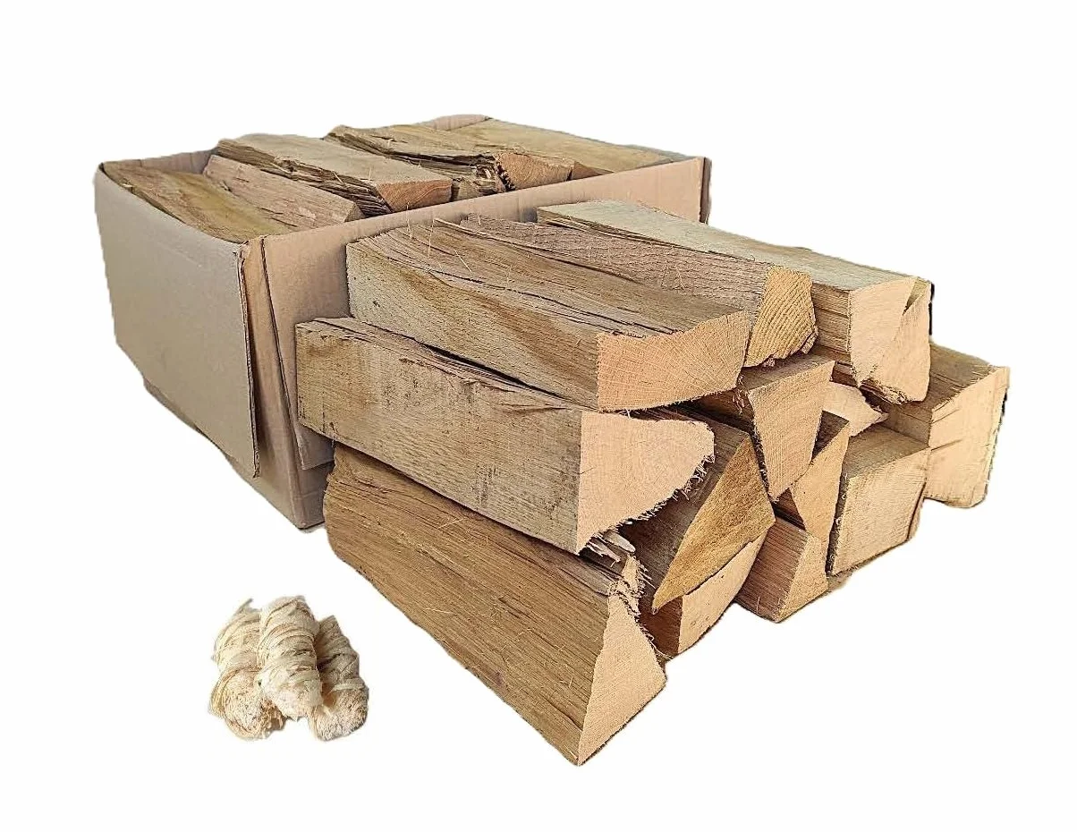 Legna da ardere Rovere Secca, 10 kg, Legna da 25 cm, Camino, Braciere, Pizza, Barbecue con 3 accendini naturali