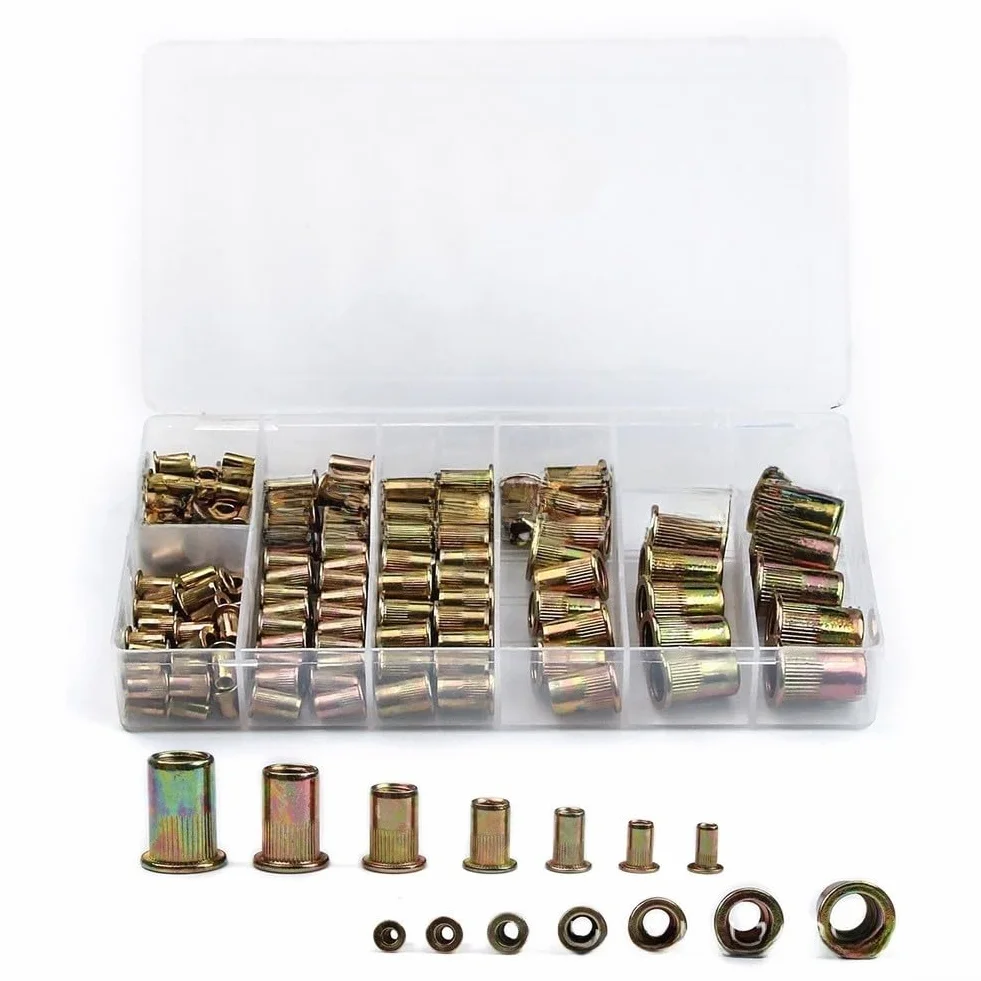 Kit da 165 dadi rivetti in acciaio al carbonio zincato M5 M6 M8 M10 12 mm
