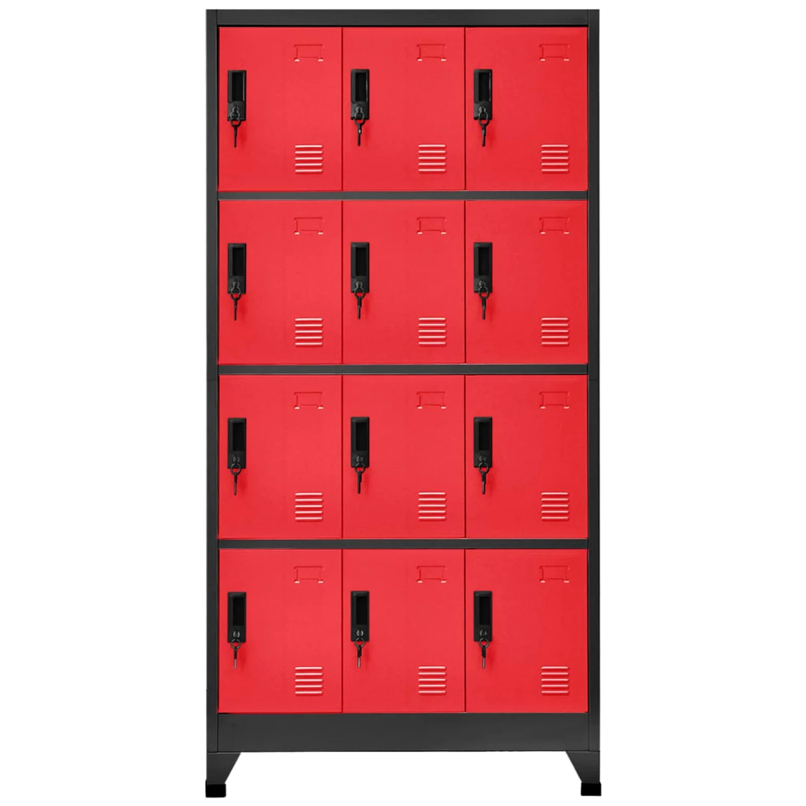 Armadietto Spogliatoio, Armadio con Serratura, Armadio Ufficio, Armadio in Metallo, Armadietto con Chiave Antracite e Rosso 90x45x180 cm Acciaio