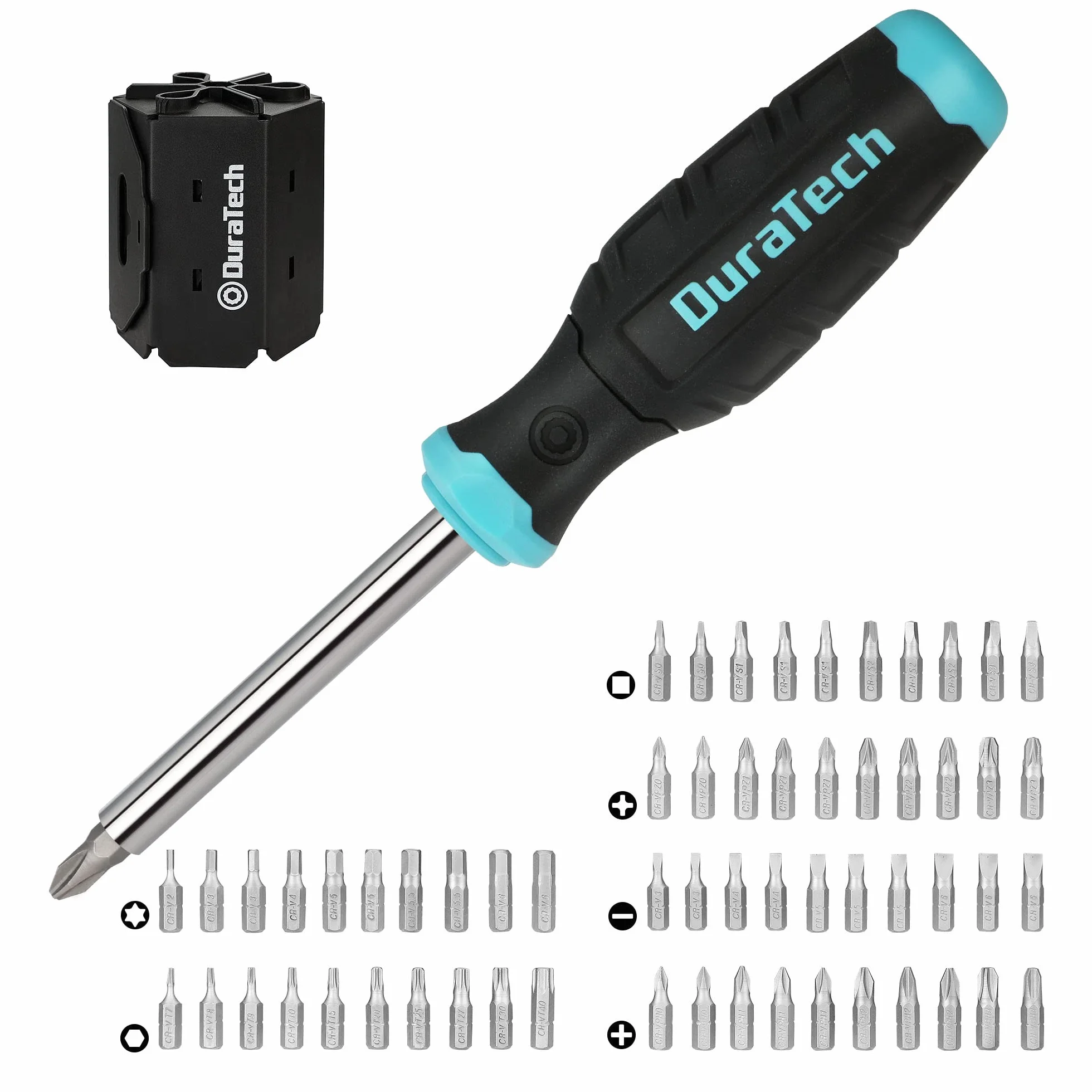 DURATECH Set di Cacciaviti 60 in 1, Set di Cacciaviti Multifunzionali (Piatta, Phillips, Torx, Hex), Design di Stoccaggio, Adatto alla Manutenzione delle Macchine e alle Riparazioni Quotidiane