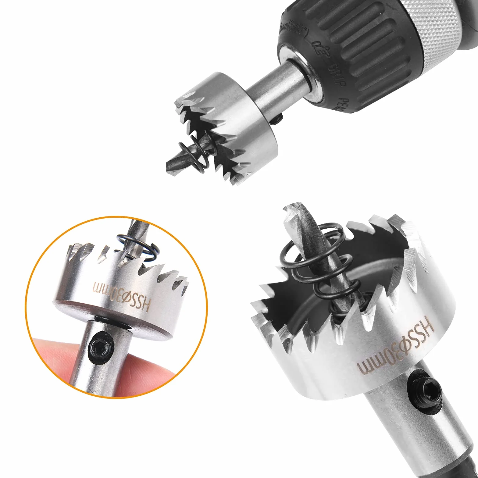 Flintronic Set di 5 seghe a tazza HASS in titanio per trapano 16-30 mm