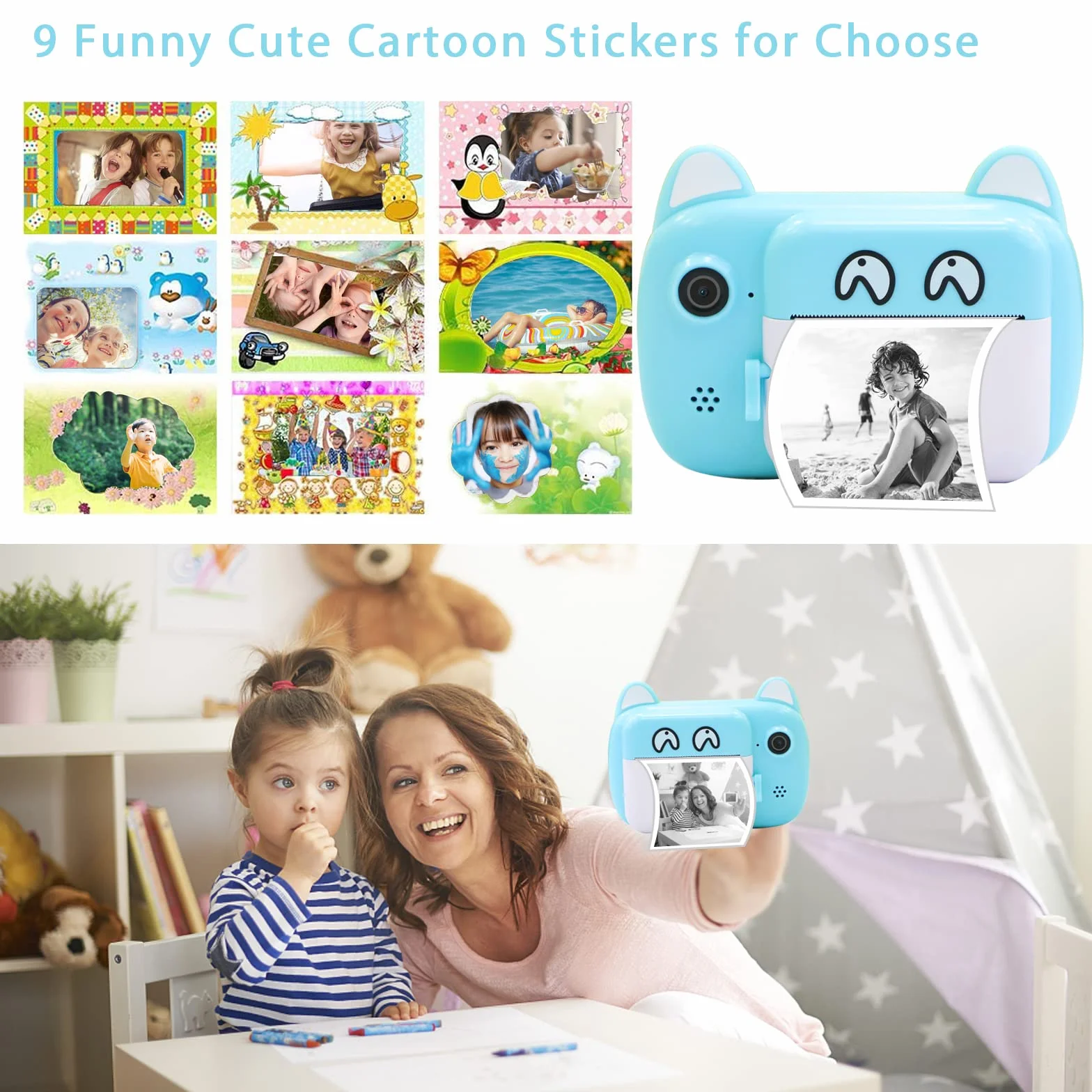 Fotocamera digitale istantanea per bambini, schermo LCD da 6,1 cm, zoom 6x, 24 MP, doppio obiettivo e registrazione di video 1080P, per bambini e bambine, colore verde