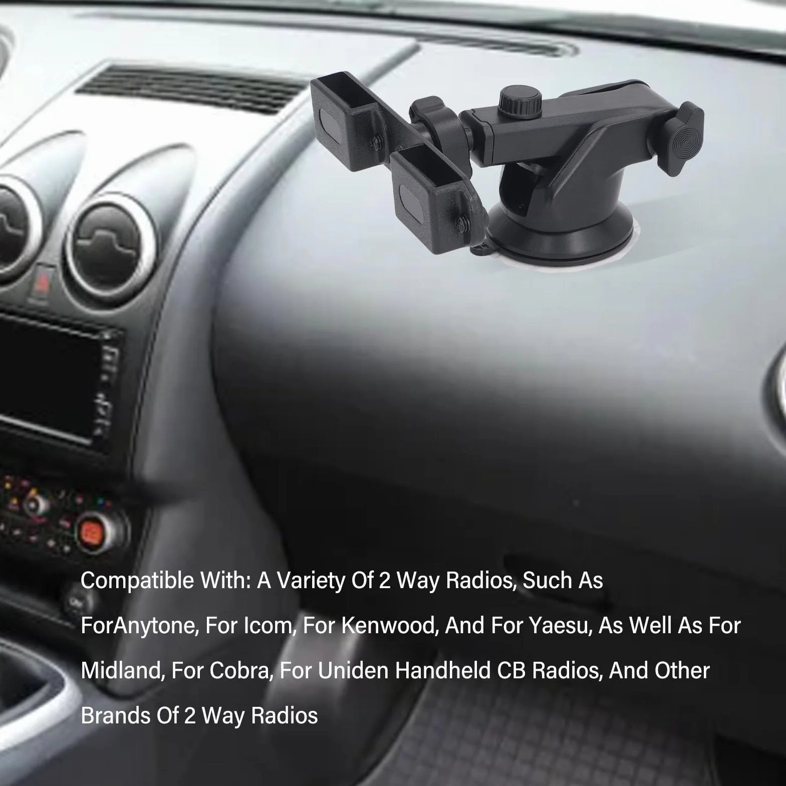 Staffa Adattatore Radio Bidirezionale, Supporto per Walkie-talkie da Cruscotto, Supporto per Microfono Radio Bidirezionale Ventosa Supporto per Parabrezza Auto Staffa Radio per