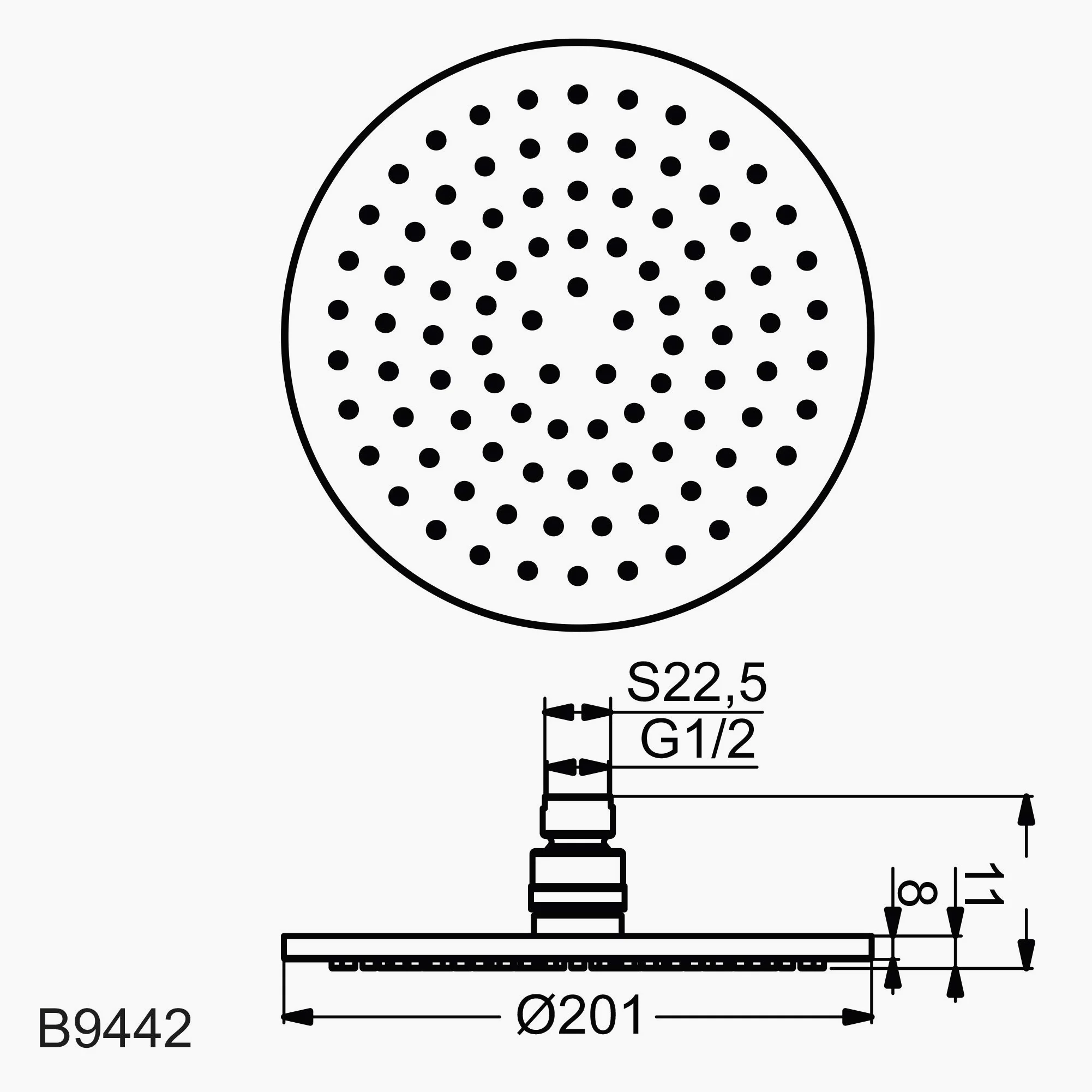 Ideal Standard Idealrain Soffione doccia a pioggia, soffione doccia a risparmio idrico in metallo di alta qualità, attacco universale G-1/2, facile da pulire – Cromo (200x200x10 mm)