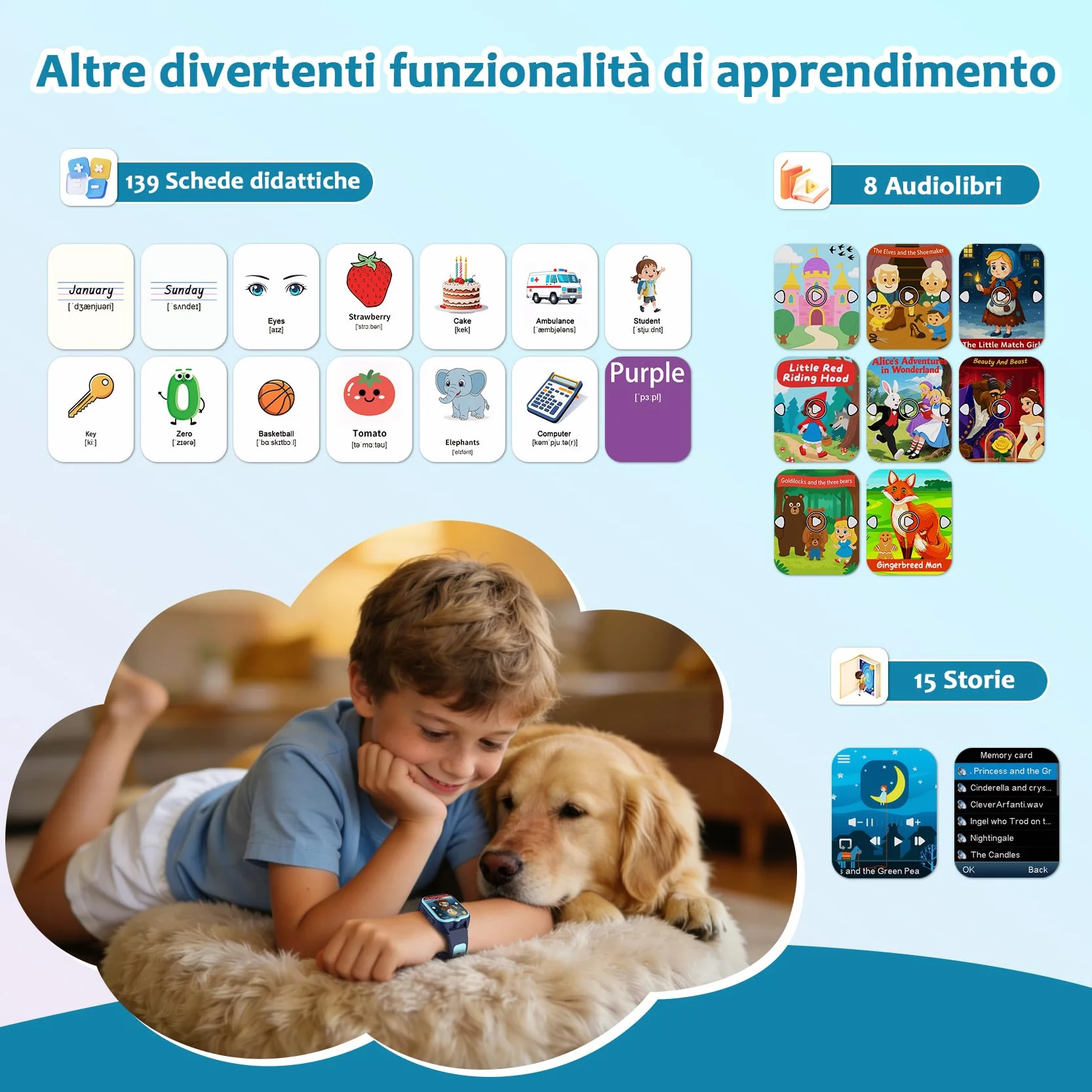 Blackview Smartwatch per Bambini, 1.75 inch TFT Smartwatch 30 Giochi, Sveglia, Fotocamera Touch HD, Video, Lettore Musicale, Contapassi, Torcia, Smartwatch per Bambini con Schermo Touch per Bambini