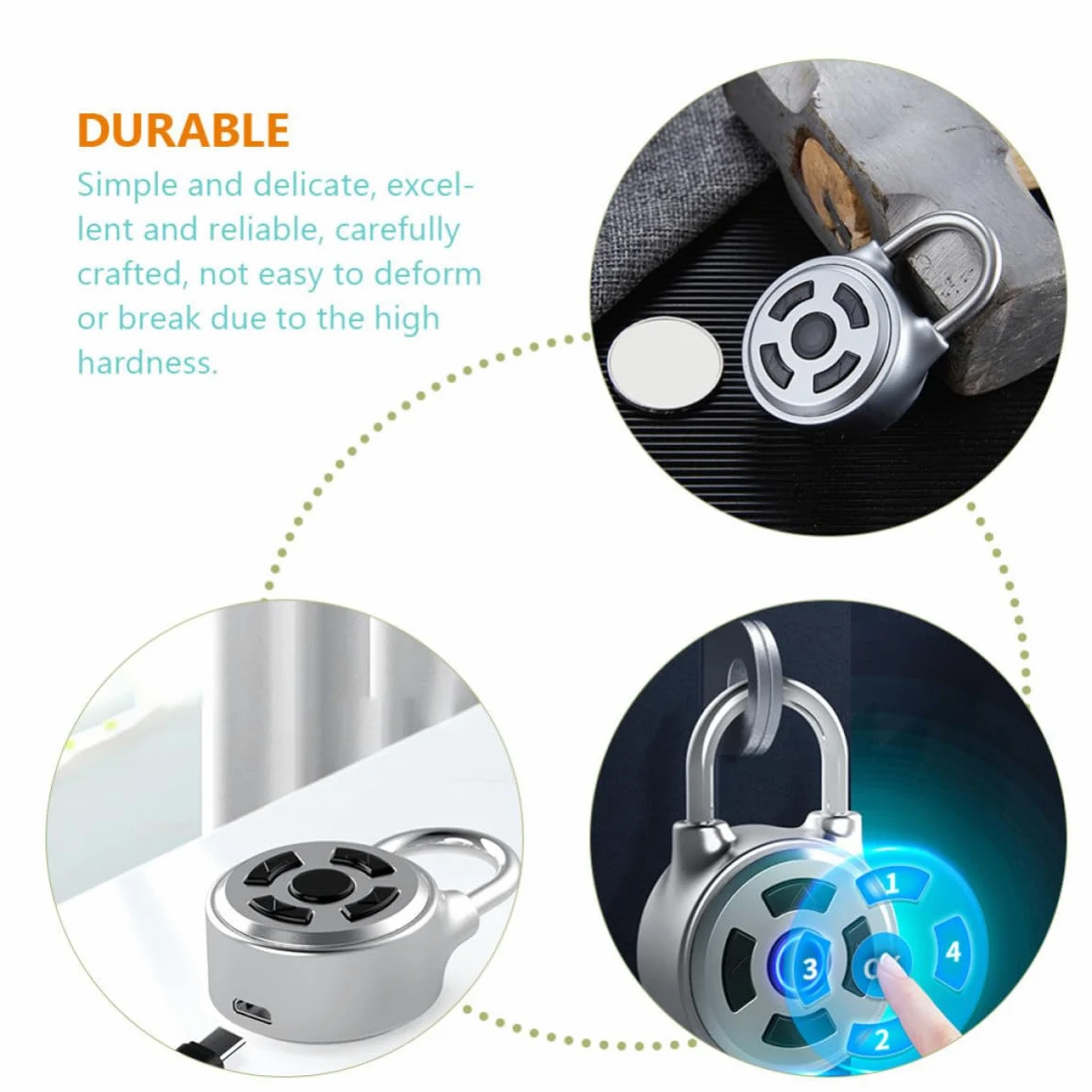 VICASKY Lucchetto per Armadietto Wireless, Lucchetto Combinazione per Valigia, Acciaio Inossidabile e Lega di Zinco, Argento, Controllo App, Sblocco Password, per Armadietto Palestra