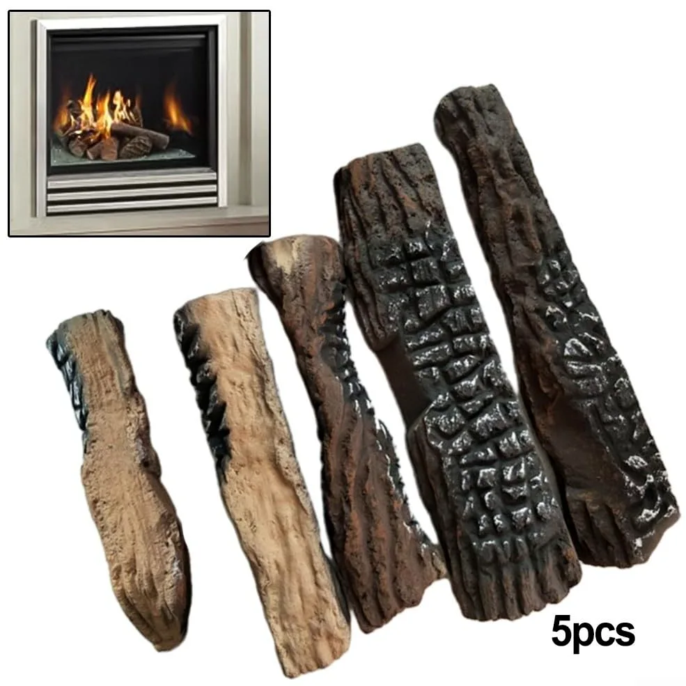 Besttoolifes 5 tronchi artificiali per camino, resistenti al calore, per caminetti a bioetanolo e a gas, atmosfera realistica, magnesio non infiammabile