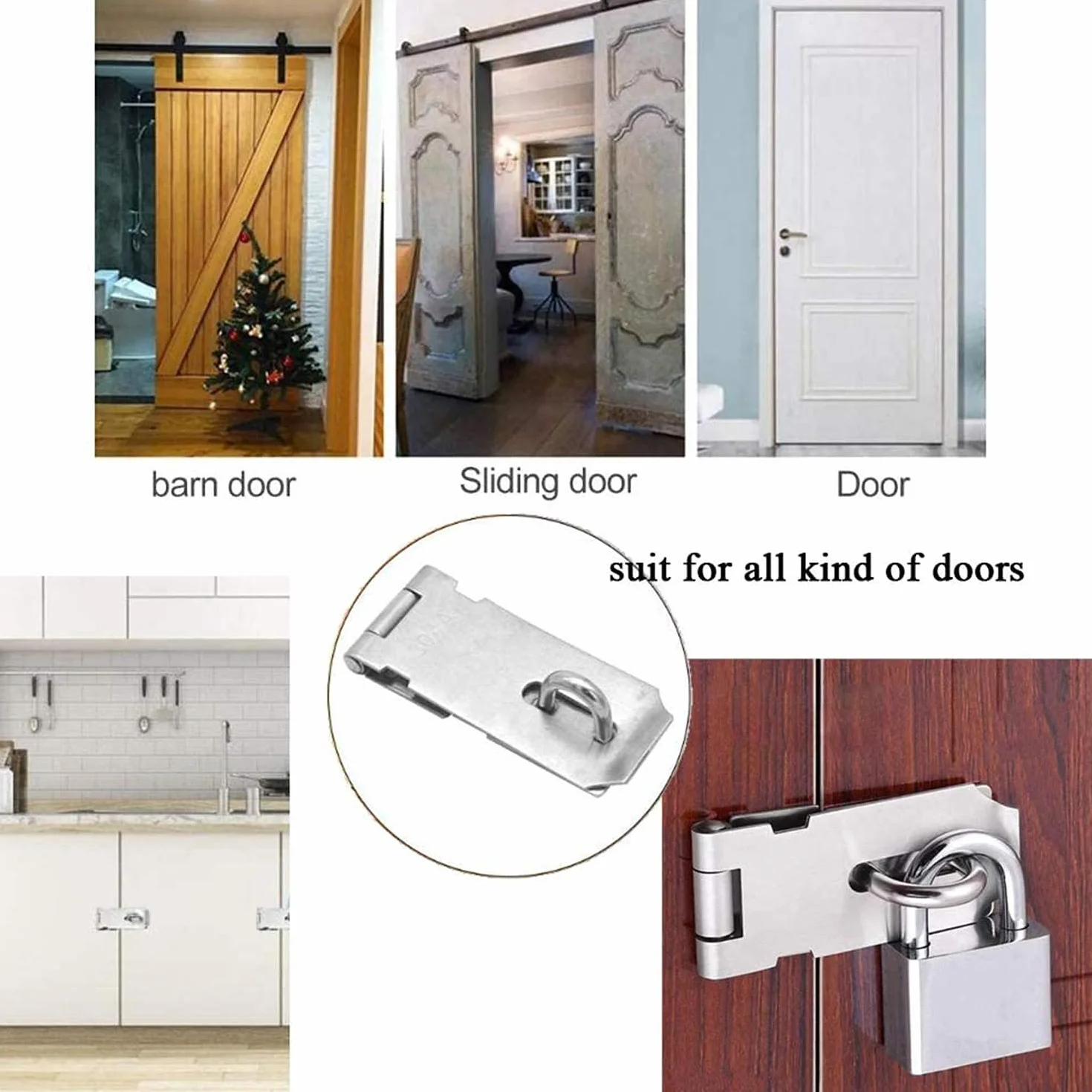 Lucchetto Hasp Acciaio Inox 304 4 Pollici Heavy Duty Serratura 50mm per Porte Armadi Garage