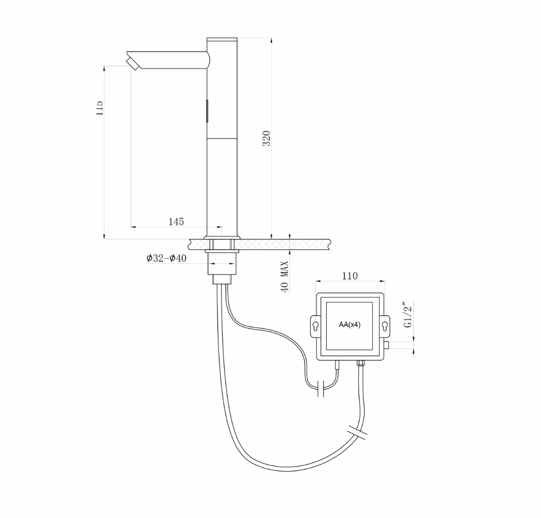 Rubinetto elettronico per lavabo Alto L1 con sensore automatico acqua fredda