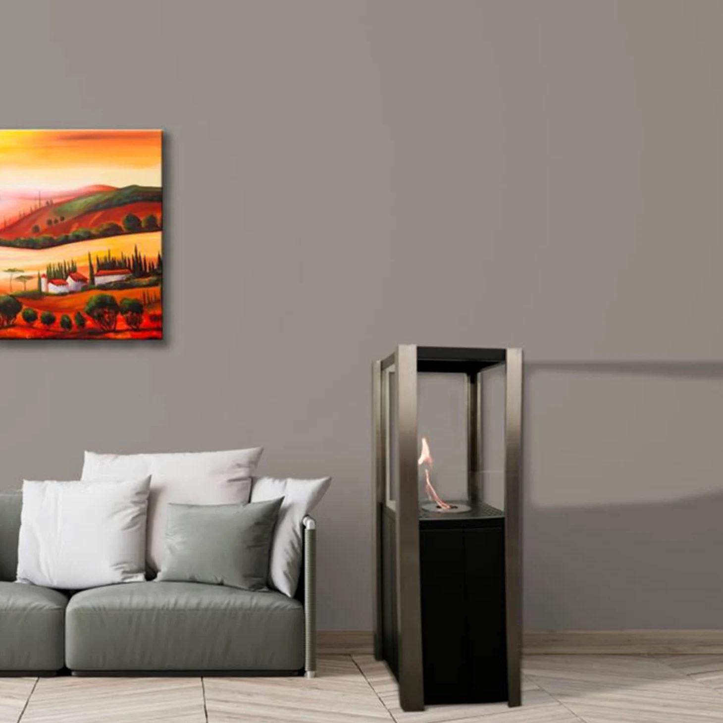 Biocamino da pavimento Ruby modello Nevada colore nero, 380x380x1200 mm
