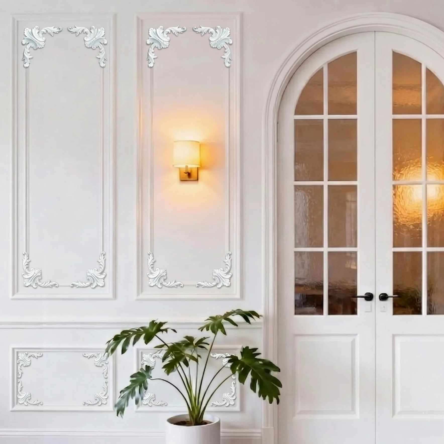 4 PCS Angolari Decorativi per Pareti E Soffitti in PU Modanature Angolari 3D con Decorazioni Floreali Profili Decorativi Verniciabili per Cornici E Angoli Elegante Finitura
